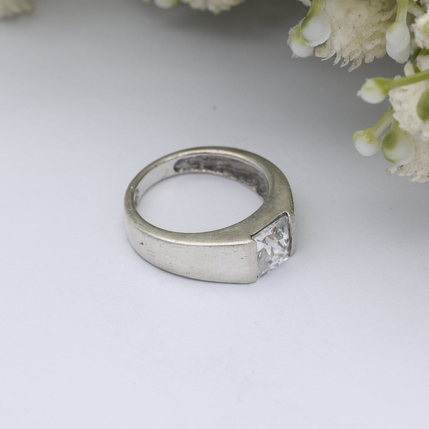 Vintage Sterling Silver Cubic Zirconia Solitaire Ring