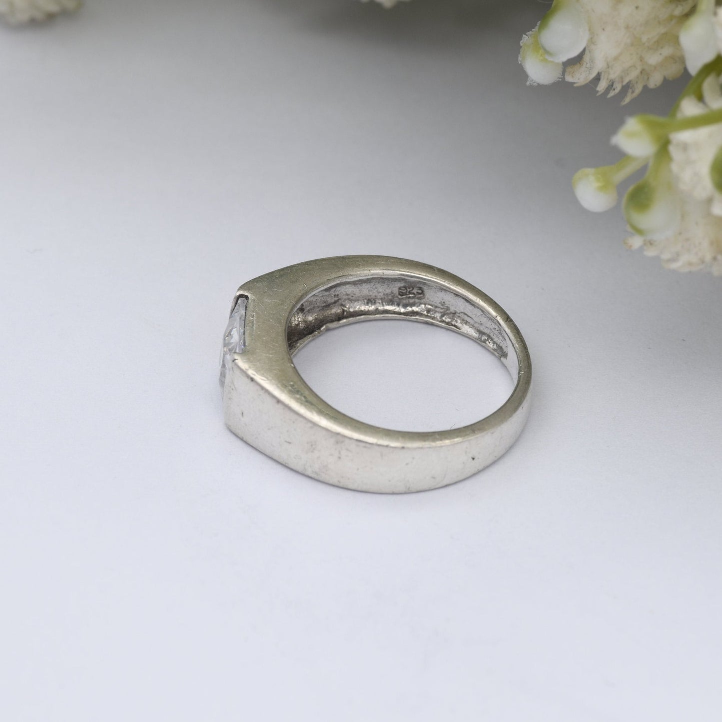Vintage Sterling Silver Cubic Zirconia Solitaire Ring