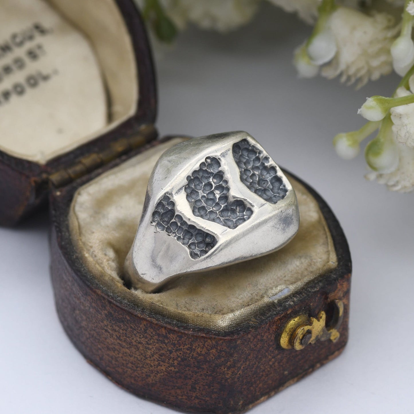 Vintage Chunky Sterling Silver Ring with Pitted Textured Crater Design