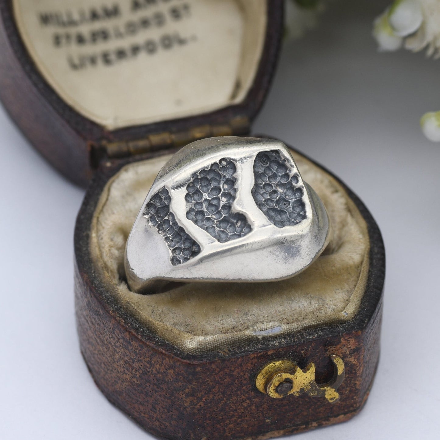 Vintage Chunky Sterling Silver Ring with Pitted Textured Crater Design