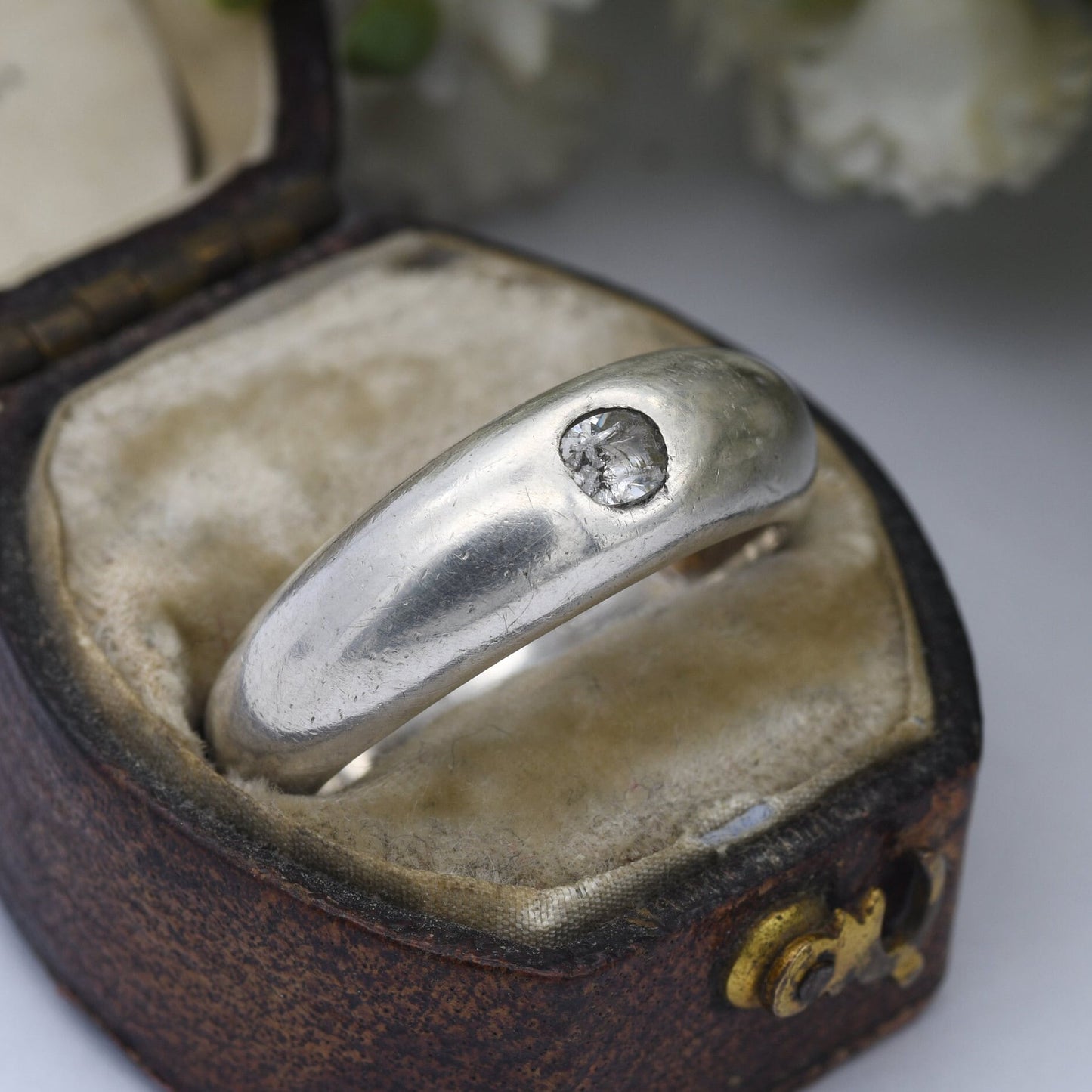 Vintage Sterling Silver Glass Stone Solitaire Ring