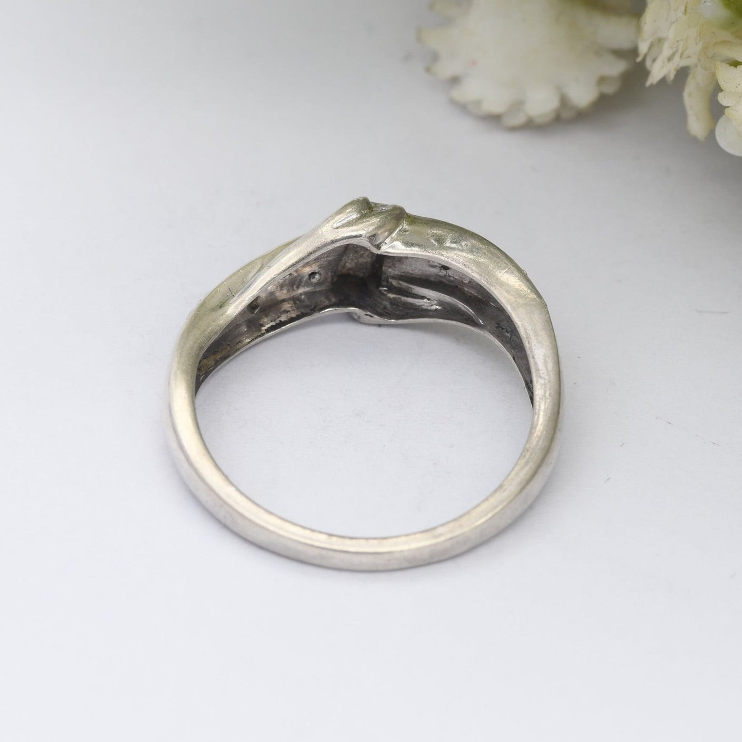 Vintage Sterling Silver Diamond Chip Ring