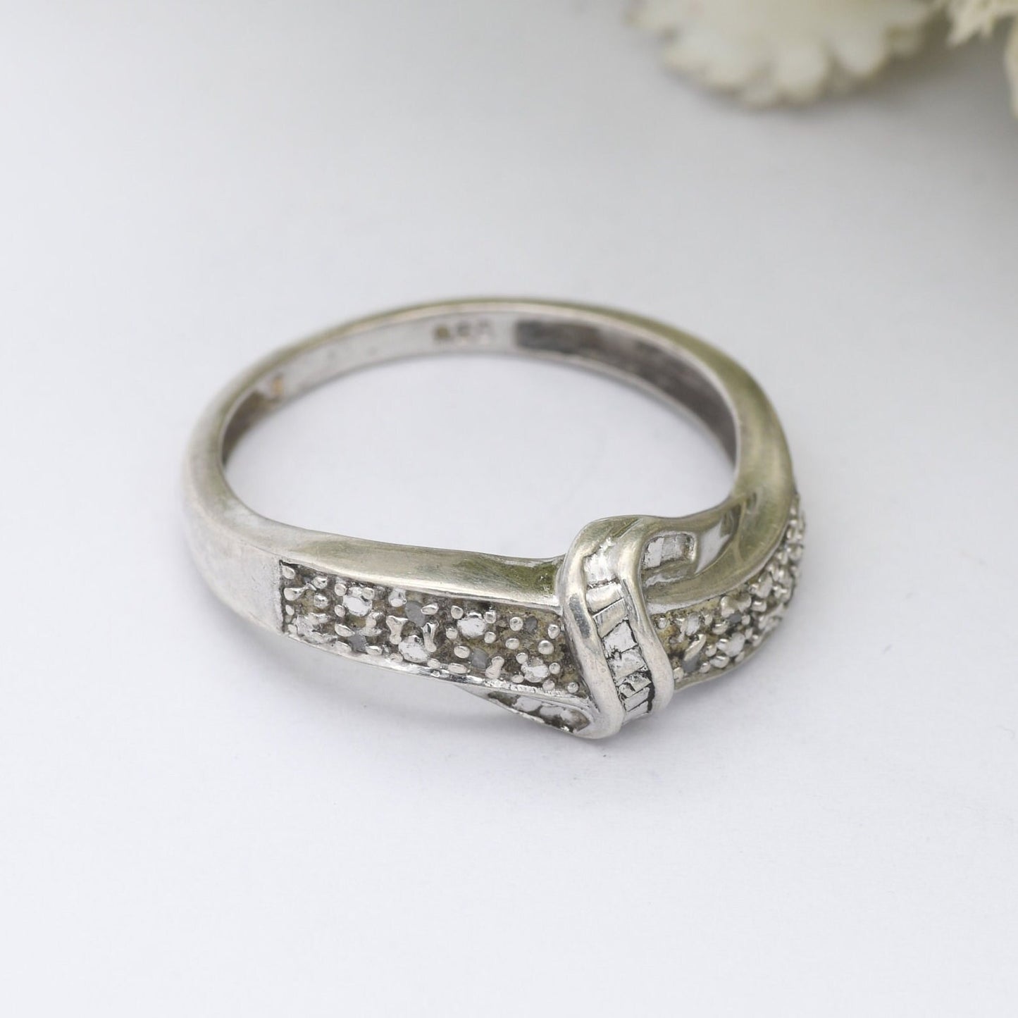 Vintage Sterling Silver Diamond Chip Ring