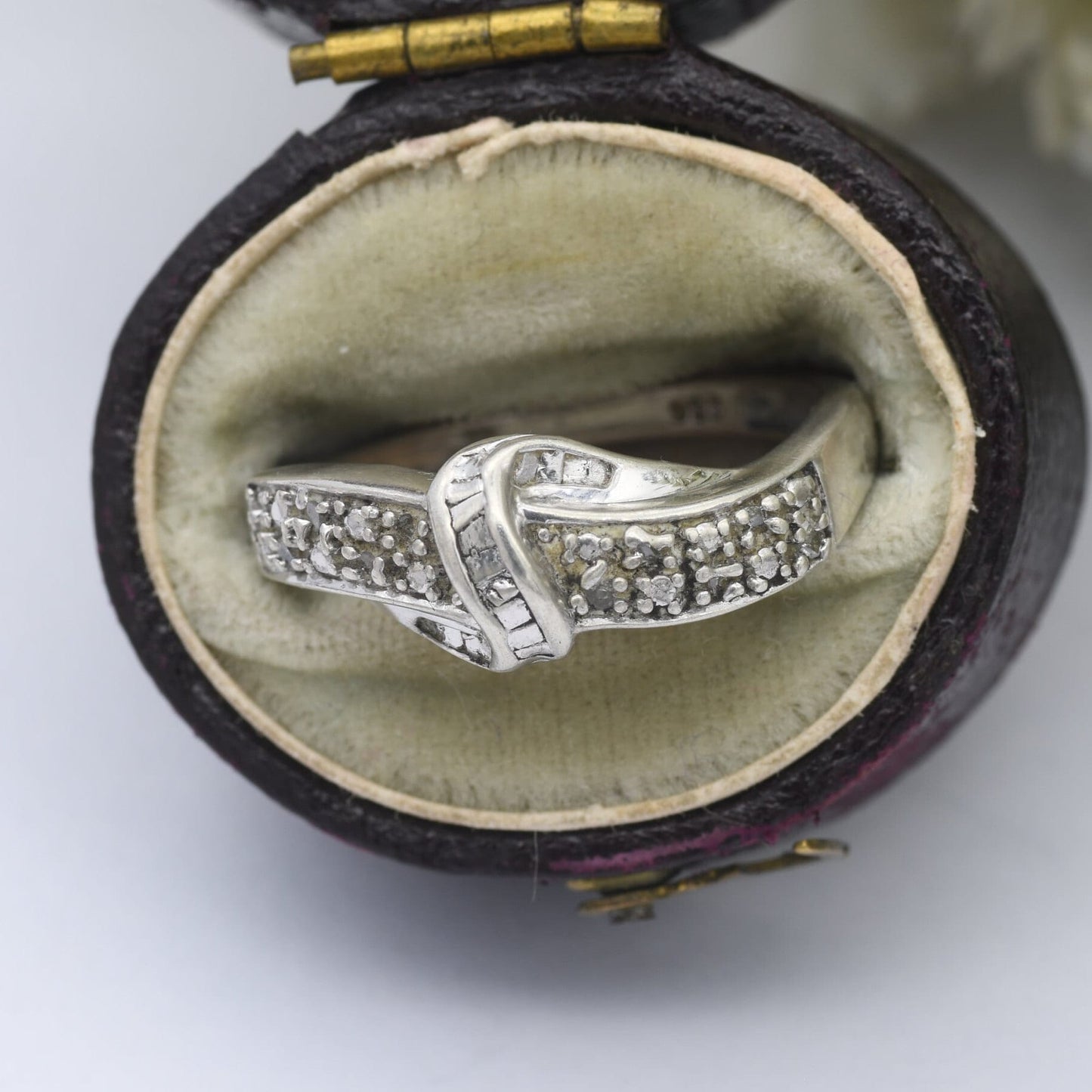 Vintage Sterling Silver Diamond Chip Ring