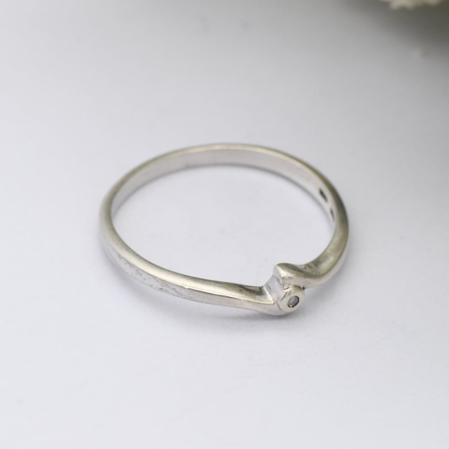Vintage Sterling Silver Diamond Solitaire Ring