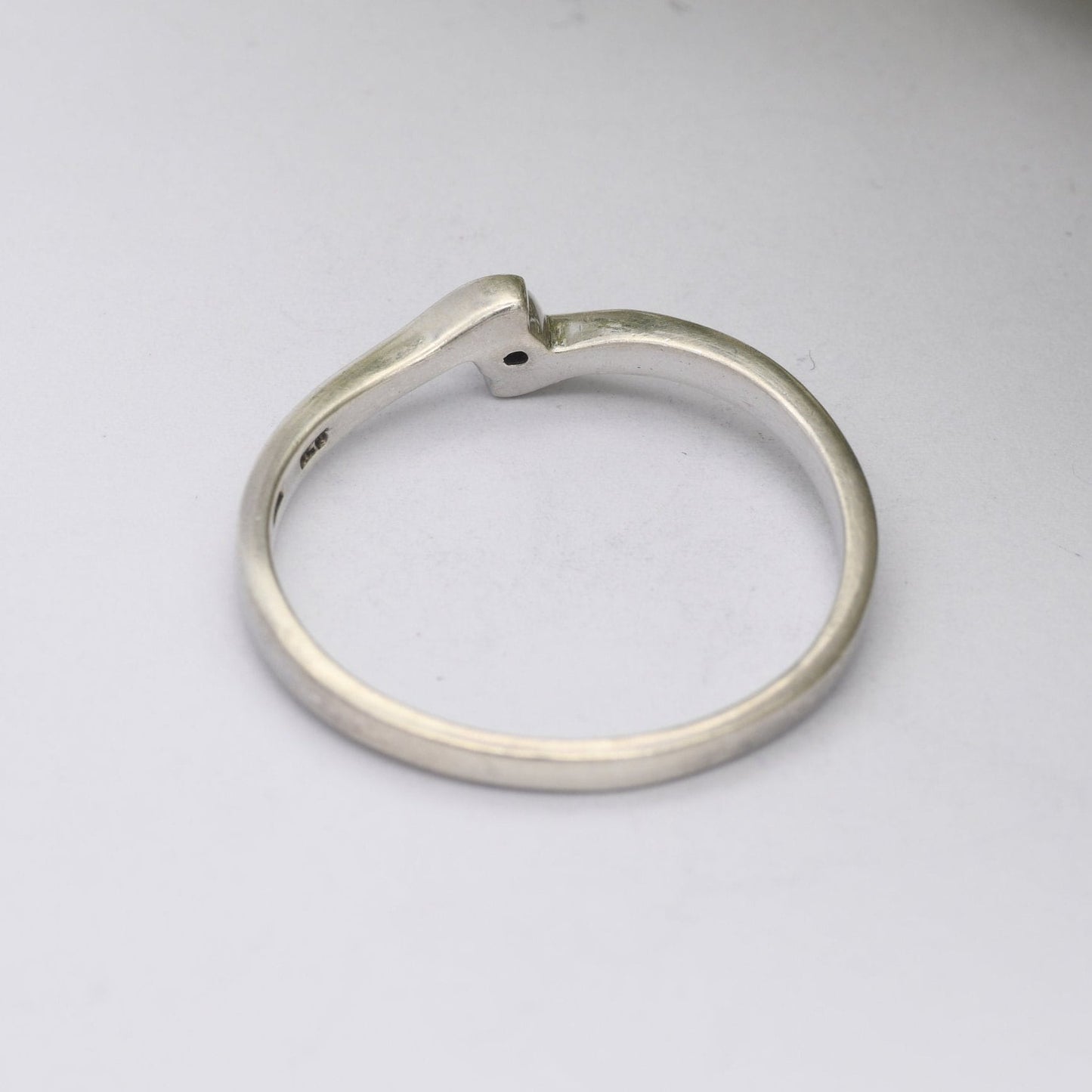 Vintage Sterling Silver Diamond Solitaire Ring