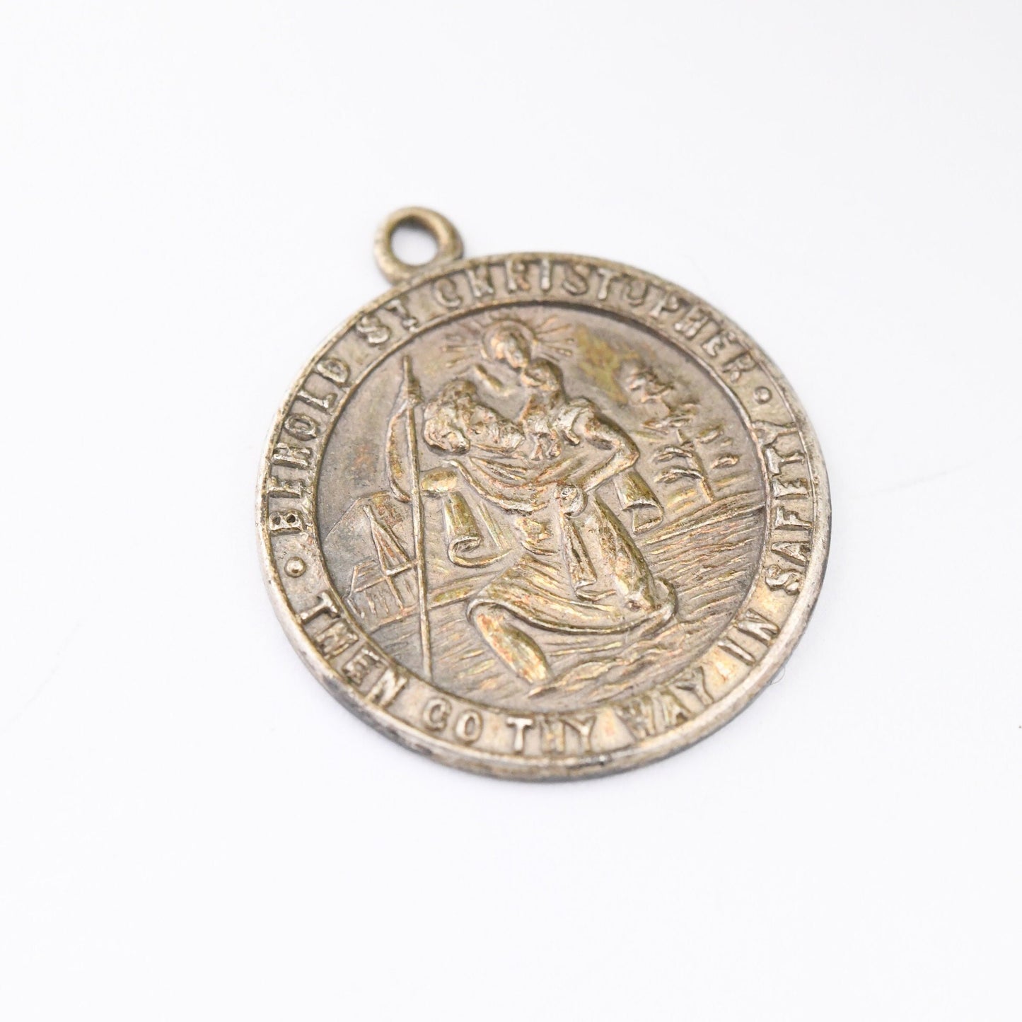 Vintage Sterling Silver St Christopher Charm Pendant - Saint of Travelling | Go Thy Way in Safety