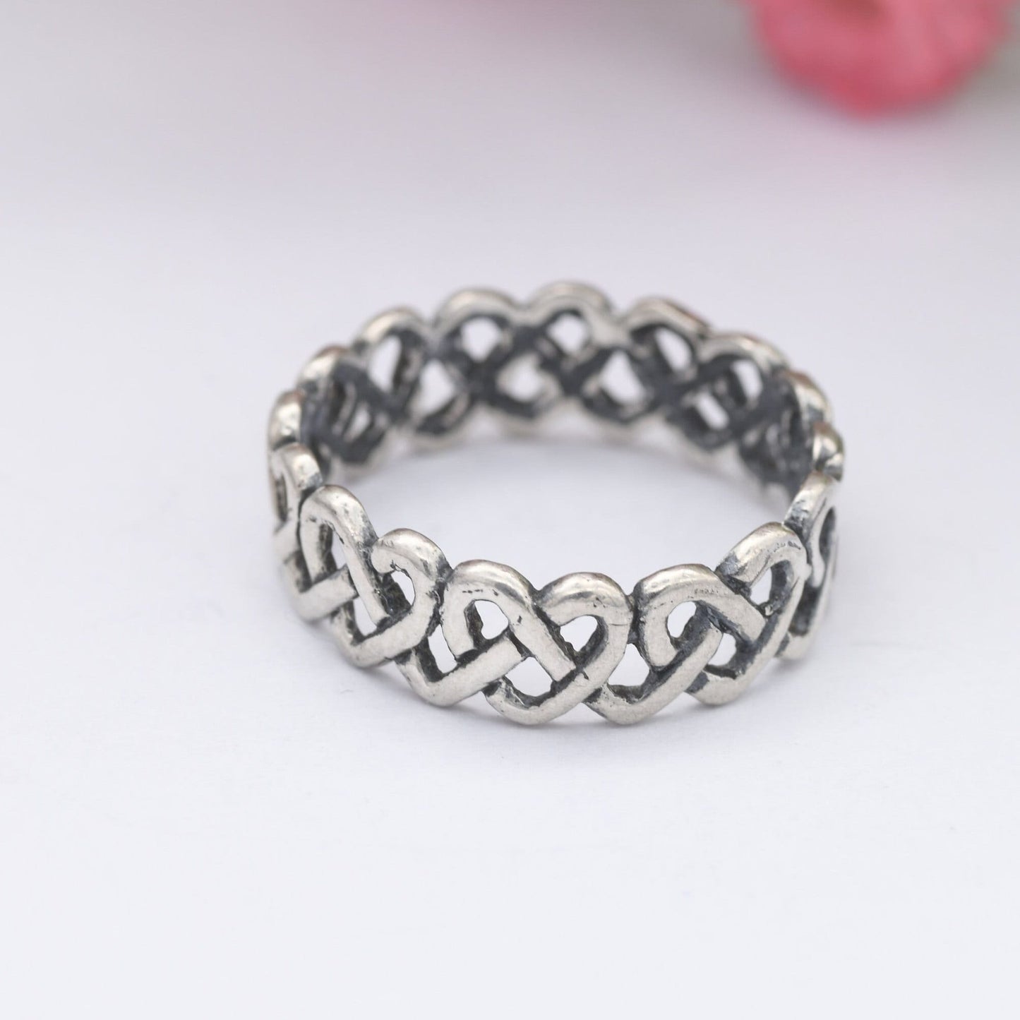 Vintage Silver Heart Knot Ring - Woven Knotted Band | Unisex Minimalist Jewellery | UK Size - L 1/2 | US Size - 6