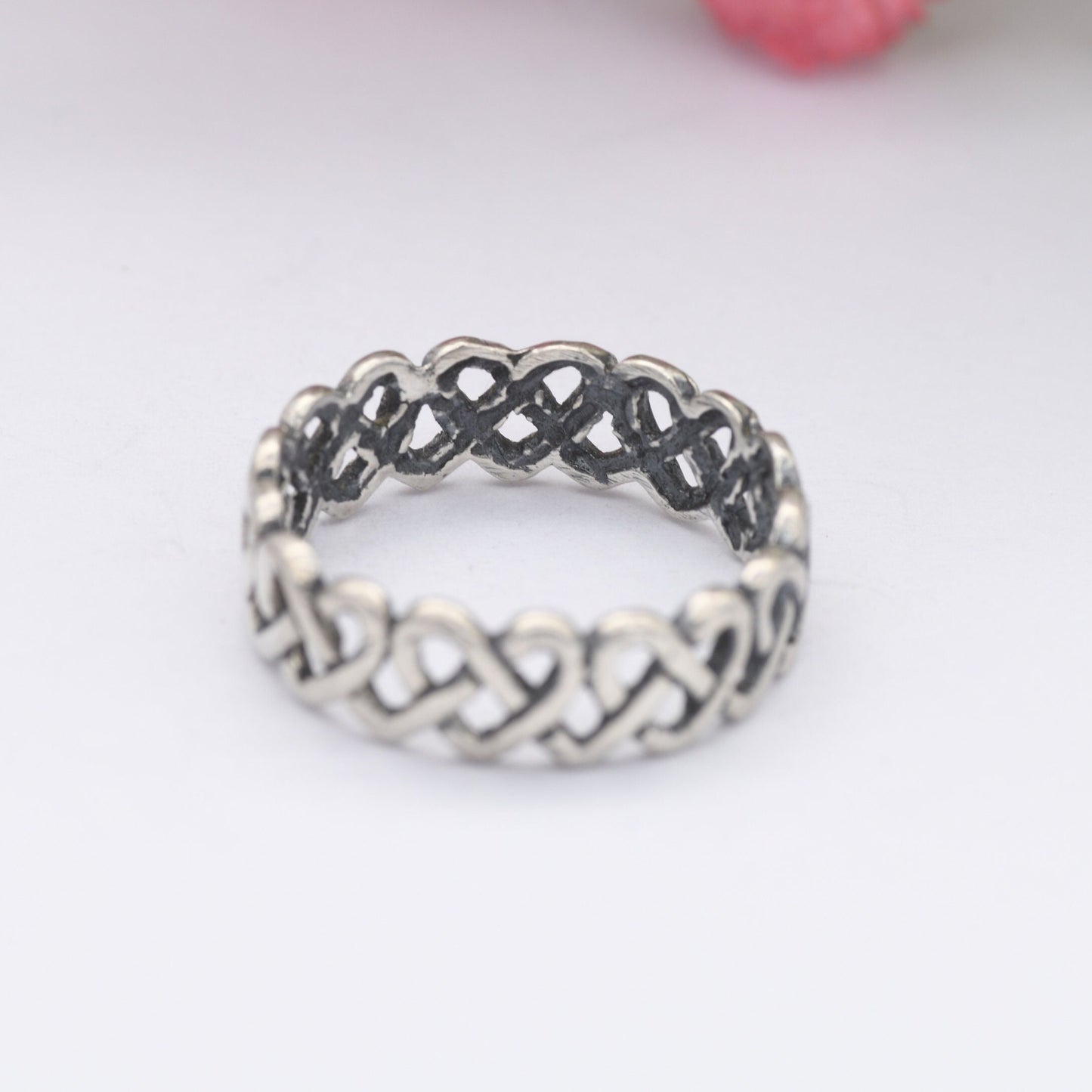 Vintage Silver Heart Knot Ring - Woven Knotted Band | Unisex Minimalist Jewellery | UK Size - L 1/2 | US Size - 6