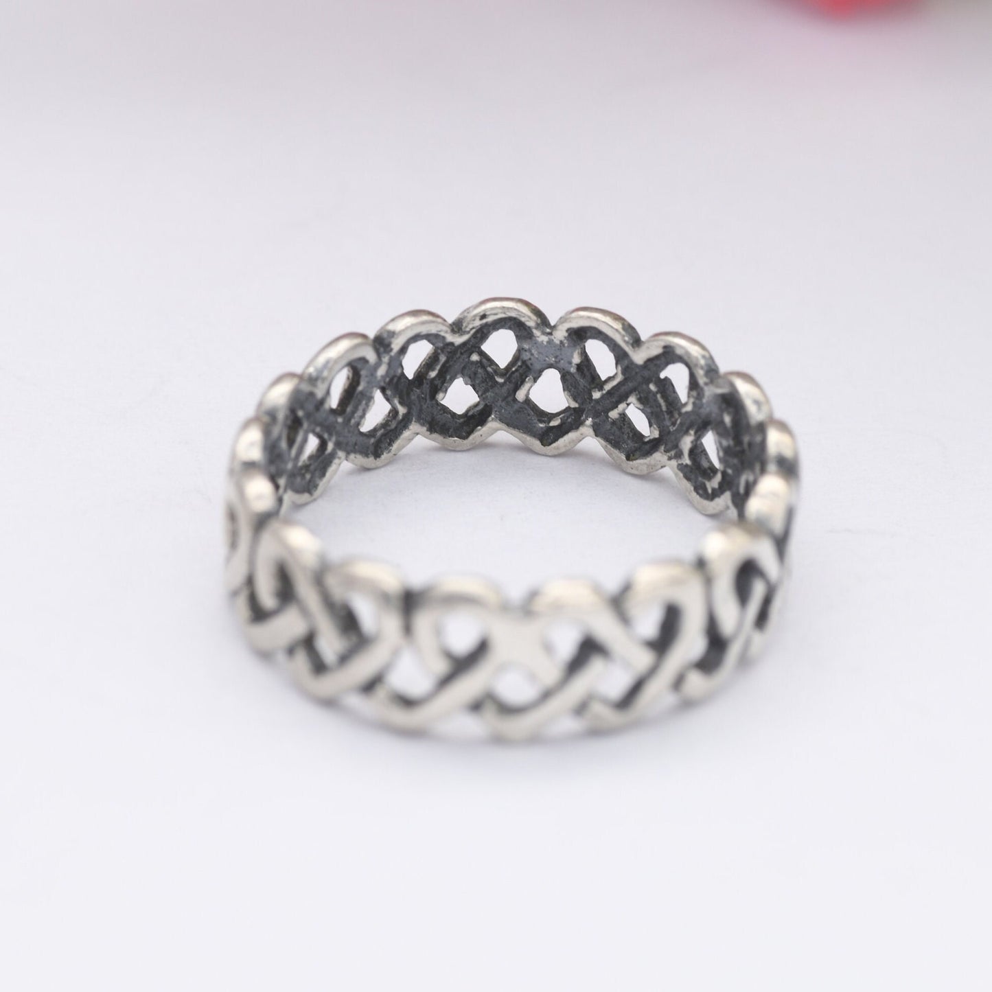 Vintage Silver Heart Knot Ring - Woven Knotted Band | Unisex Minimalist Jewellery | UK Size - L 1/2 | US Size - 6