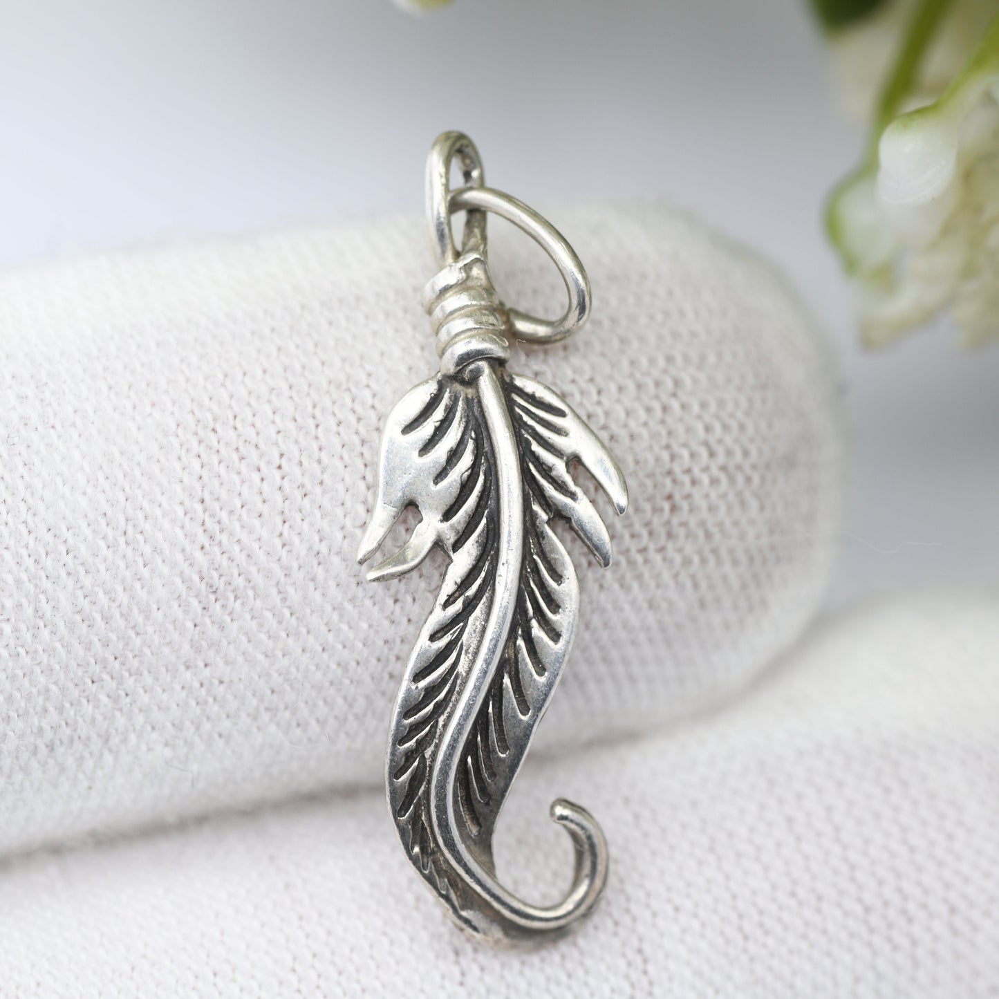 Vintage Navajo Silver Feather Charm Pendant - Spiritual Symbol of Power and Freedom | Twisted Bird's Feather