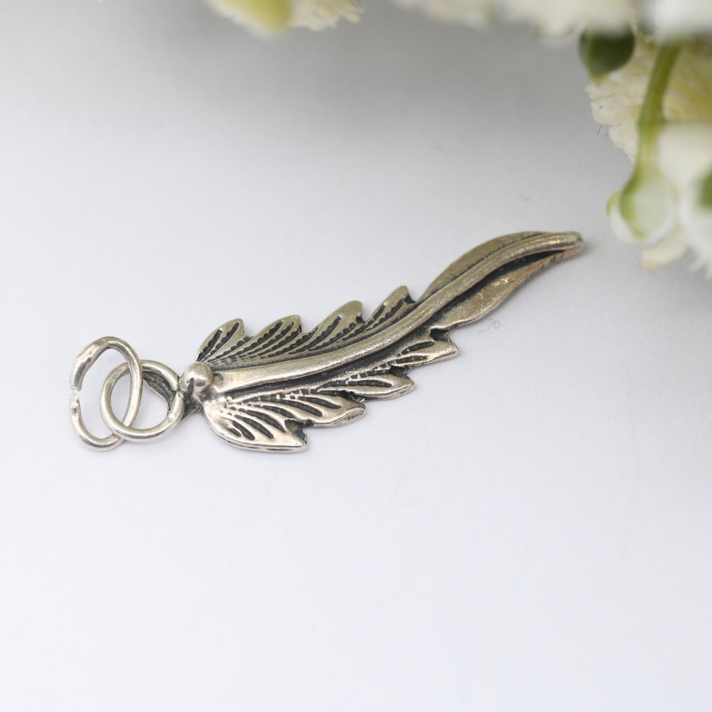 Vintage Navajo Silver Feather Charm Pendant - Spiritual Symbol of Power and Freedom