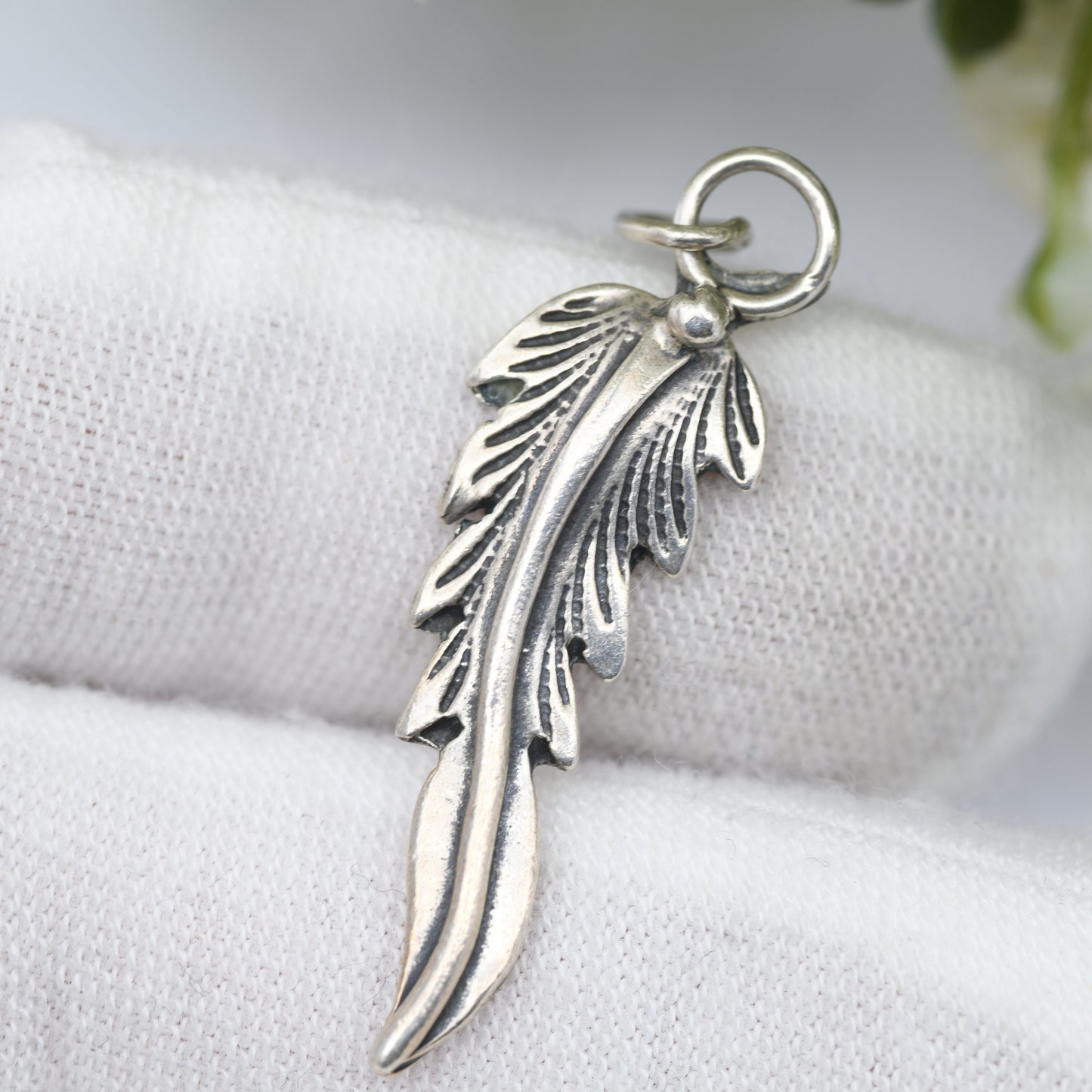 Vintage Navajo Silver Feather Charm Pendant - Spiritual Symbol of Power and Freedom