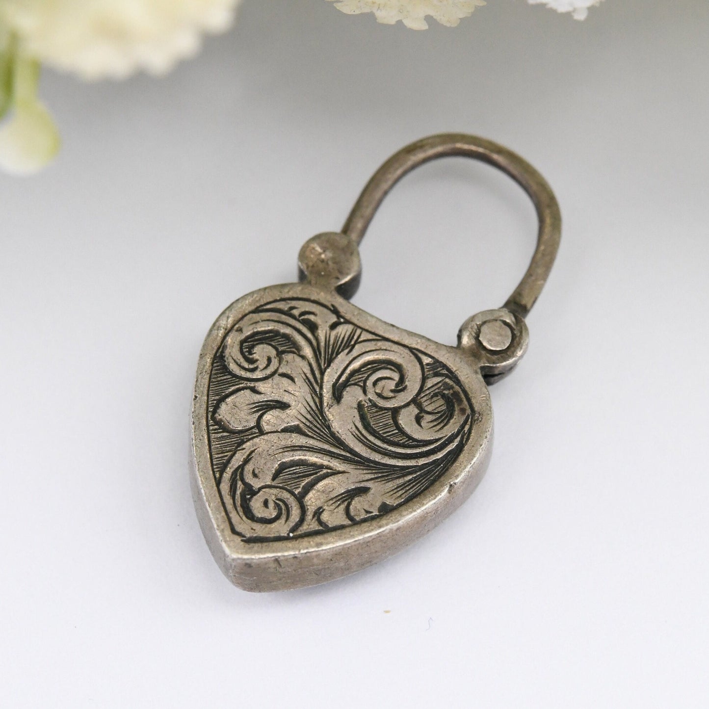 Antique Victorian Agate Heart Padlock Pendant