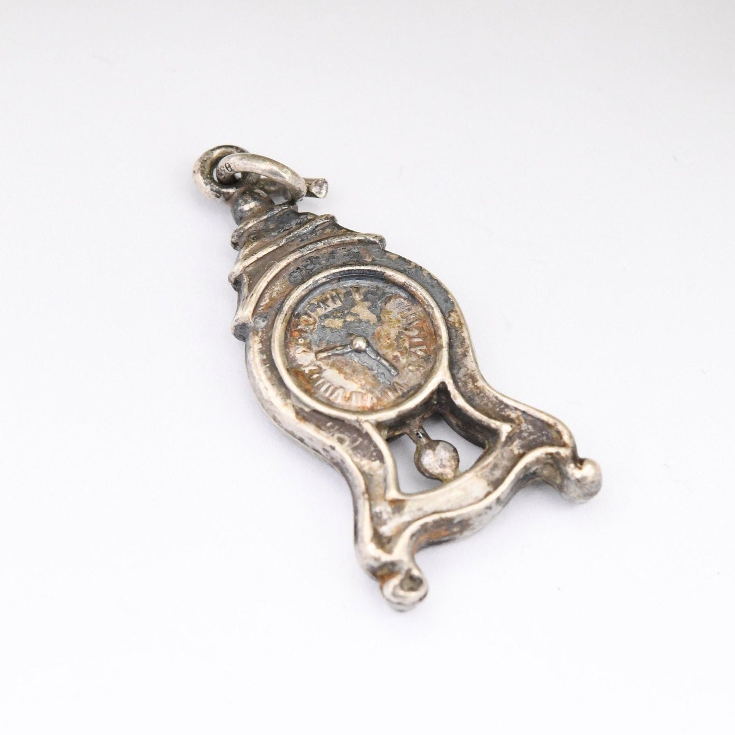 Vintage Sterling Silver Mantel Clock Charm Pendant