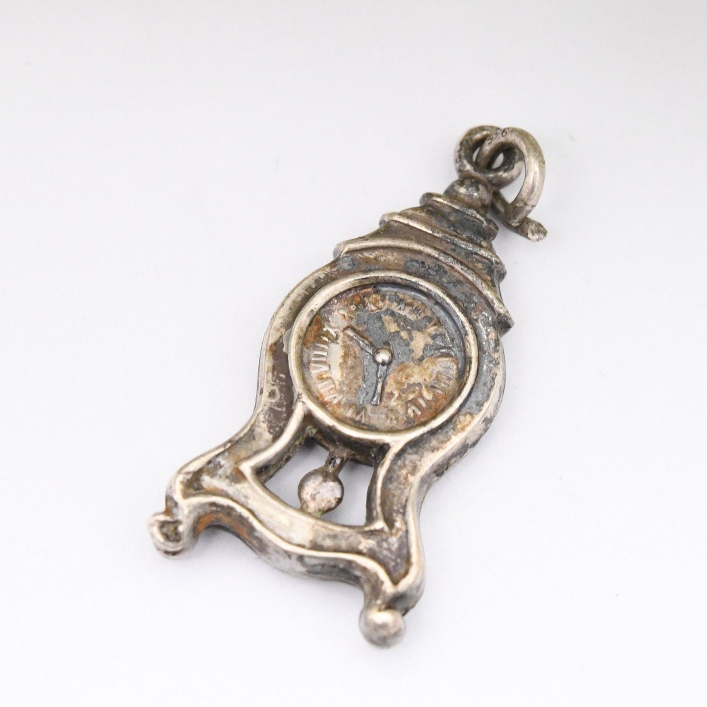 Vintage Sterling Silver Mantel Clock Charm Pendant