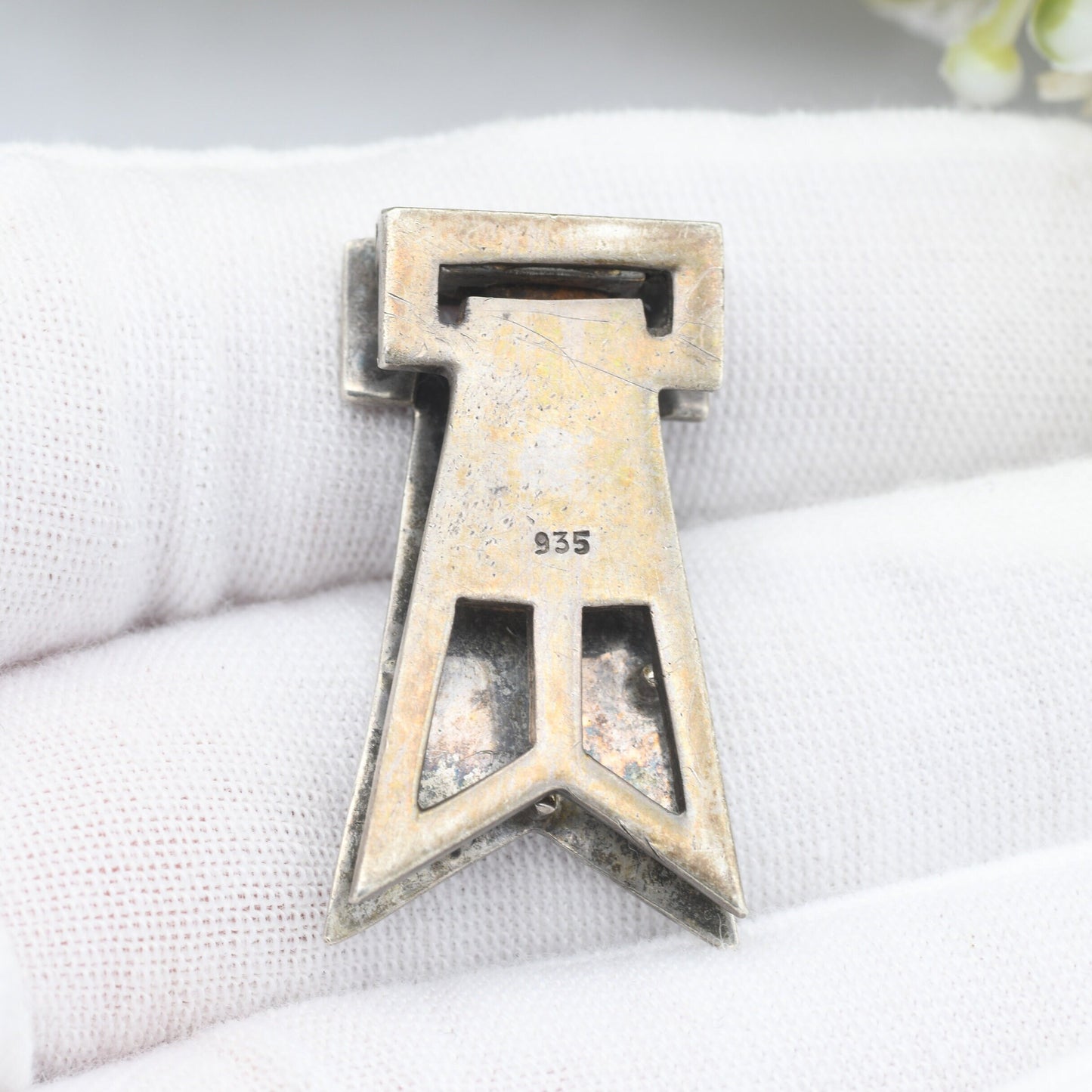 Vintage Art Deco European Silver Marcasite Dress Clip - Sparkly Statement Jewellery | Scarf Shape
