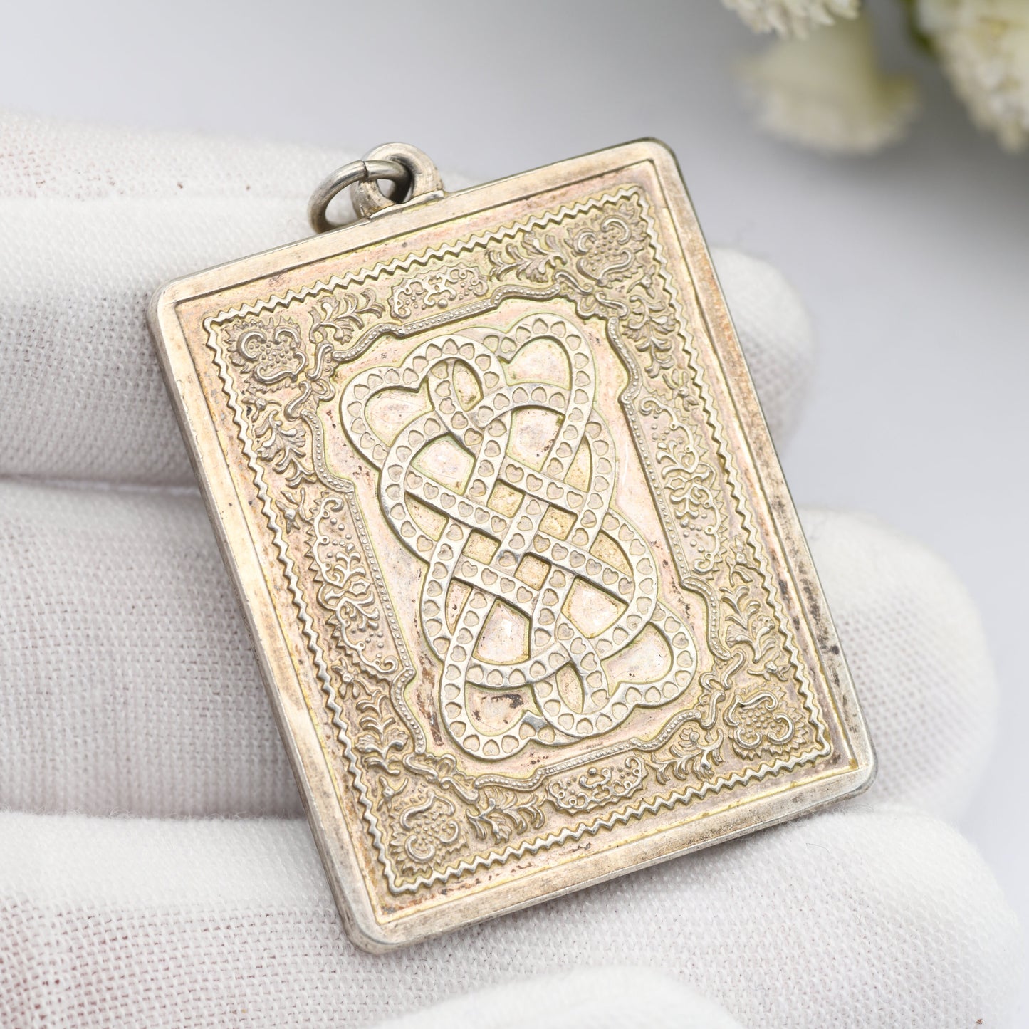 Vintage John Pinches 1977 Sterling Silver Valentine's Day Pendant Medal - Twisted Crossed Hearts Design | Wearable Silver Ingot