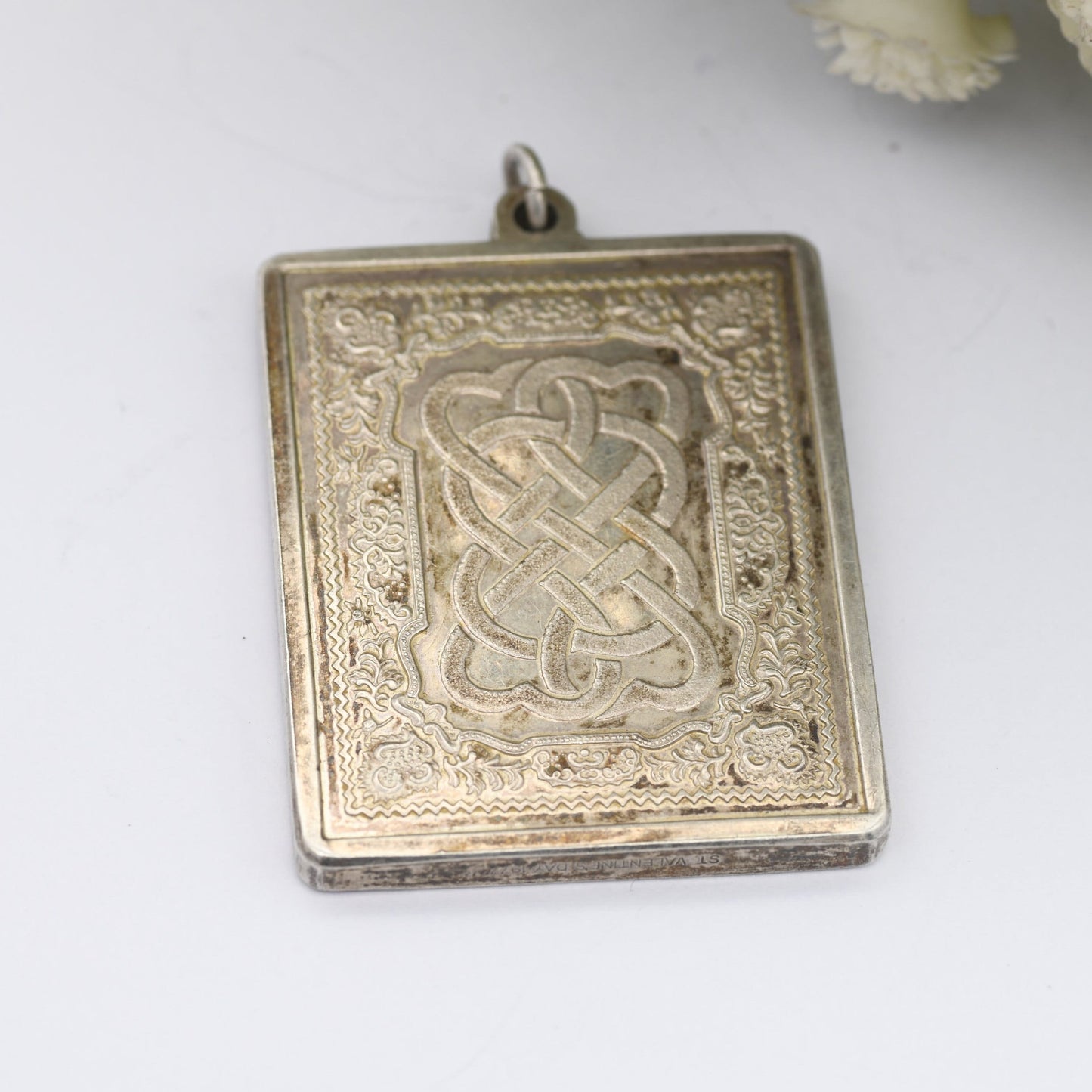 Vintage John Pinches 1977 Sterling Silver Valentine's Day Pendant Medal - Twisted Crossed Hearts Design | Wearable Silver Ingot