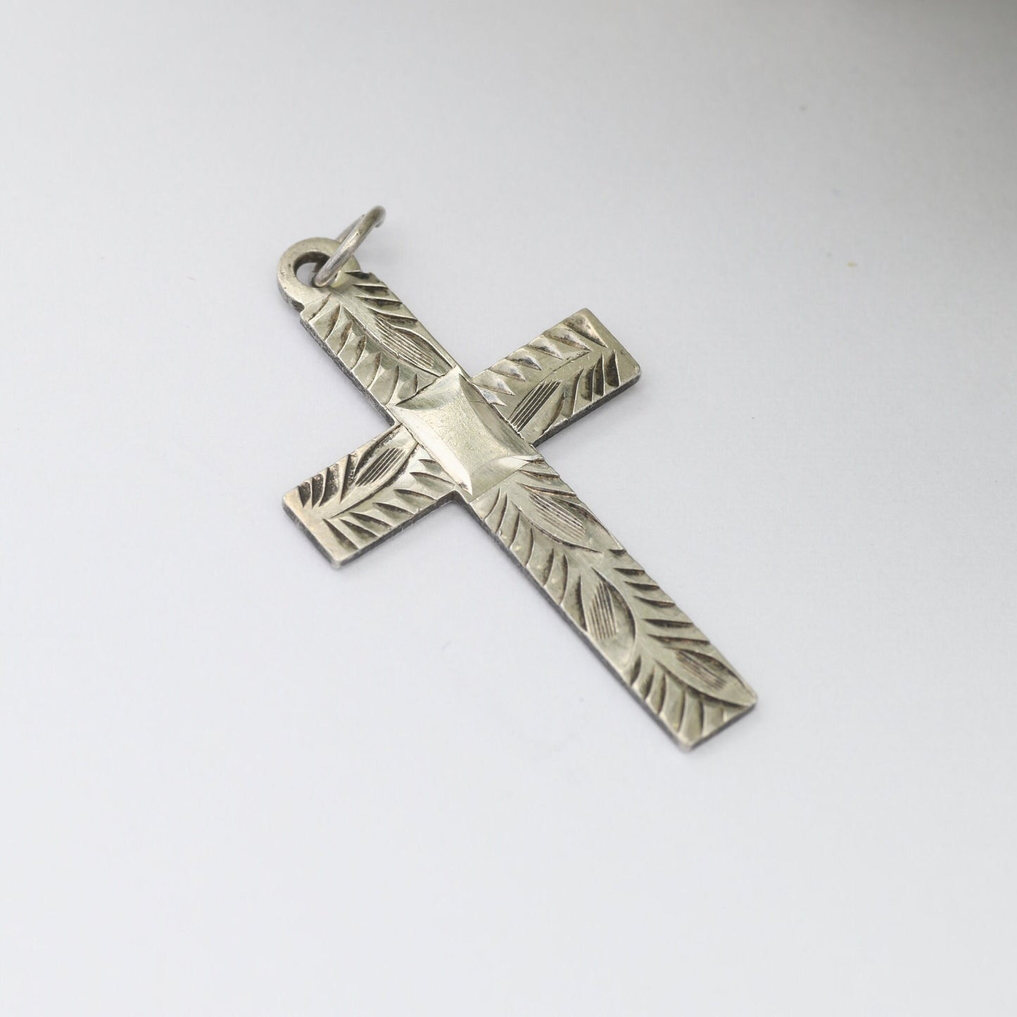 Vintage Sterling Silver Cross Pendant with Engraved Design