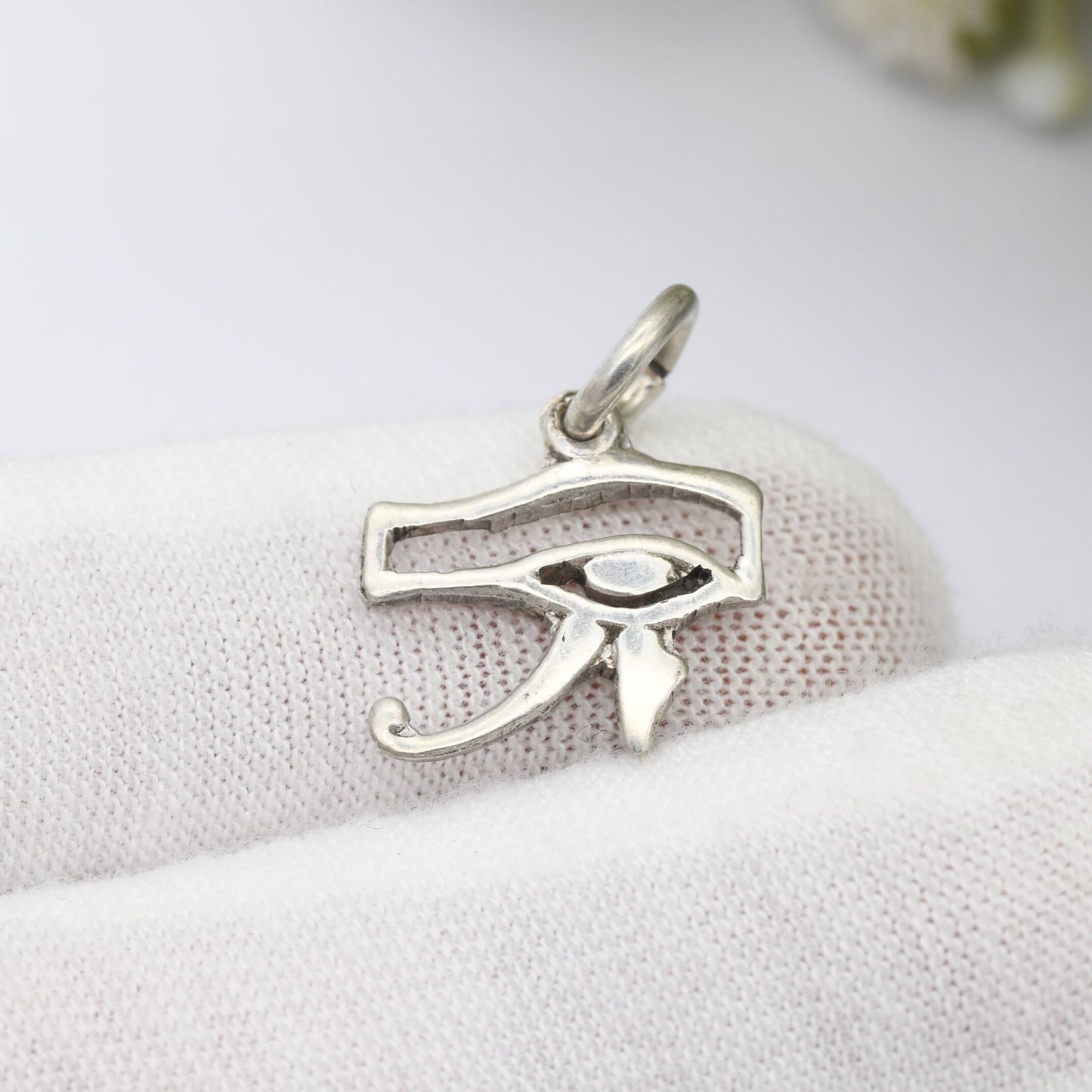 Vintage Egyptian Silver Eye of Horus Eye of Ra Pendant - Openwork Design | 800 Silver