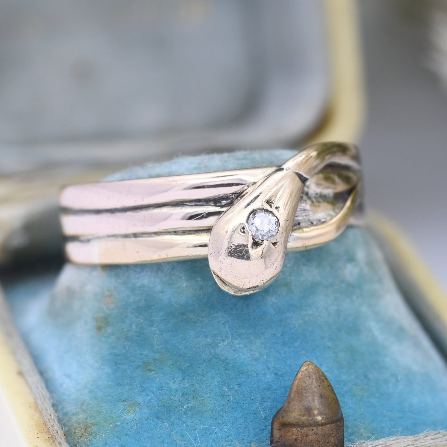 Antique 18ct Gold Diamond Snake Ring - Victorian Coiled Snake Band | Unusual Unisex Engagement | UK Size - T | US Size - 9 3/4