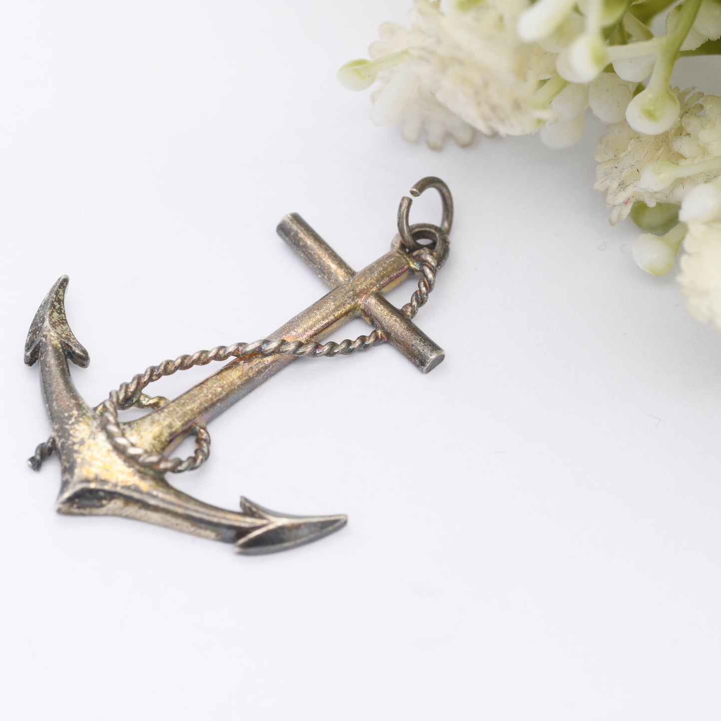 Vintage Anchor Pendant with Rope Twist - Nautical Sailor Themed Jewellery