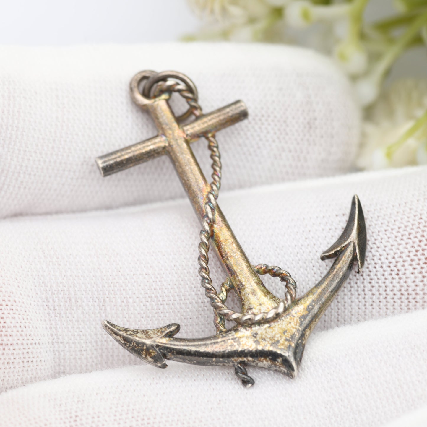 Vintage Anchor Pendant with Rope Twist - Nautical Sailor Themed Jewellery
