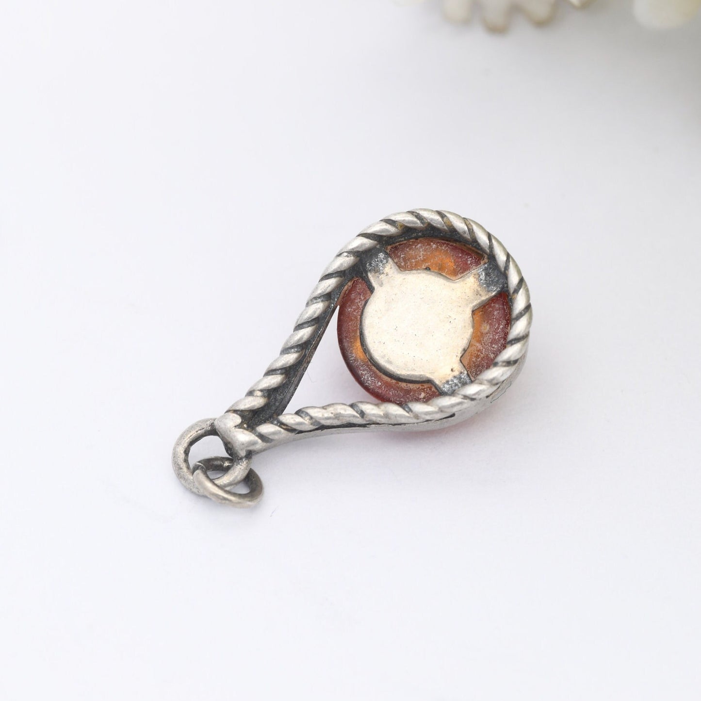 Vintage Amber Silver Pendant - Baltic Amber Pendant | Teardrop Shape