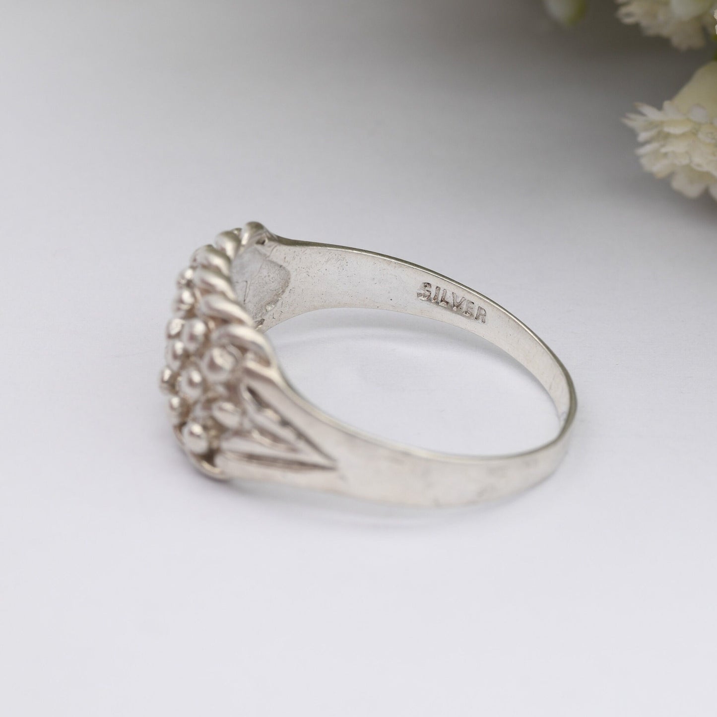 Vintage Sterling Silver Keeper Ring - 3 Rows | Large Chunky Statement Band | UK Size - Z | US Size - 12 1/2