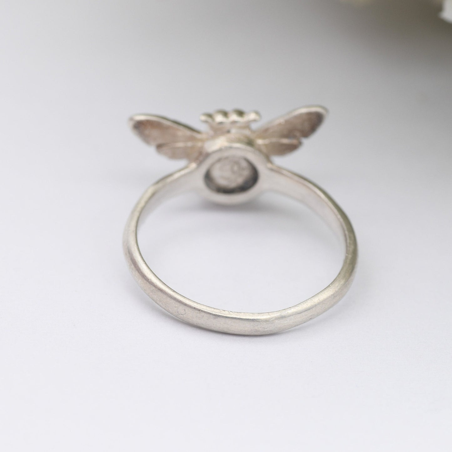 Sterling Silver Bee Ring - Detailed Insect Jewellery | UK Size - L | US Size - 5 3/4