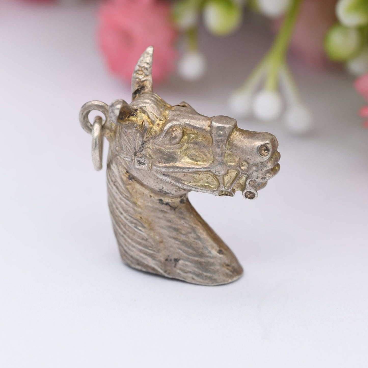 Vintage Sterling Silver Horse Head Charm Pendant