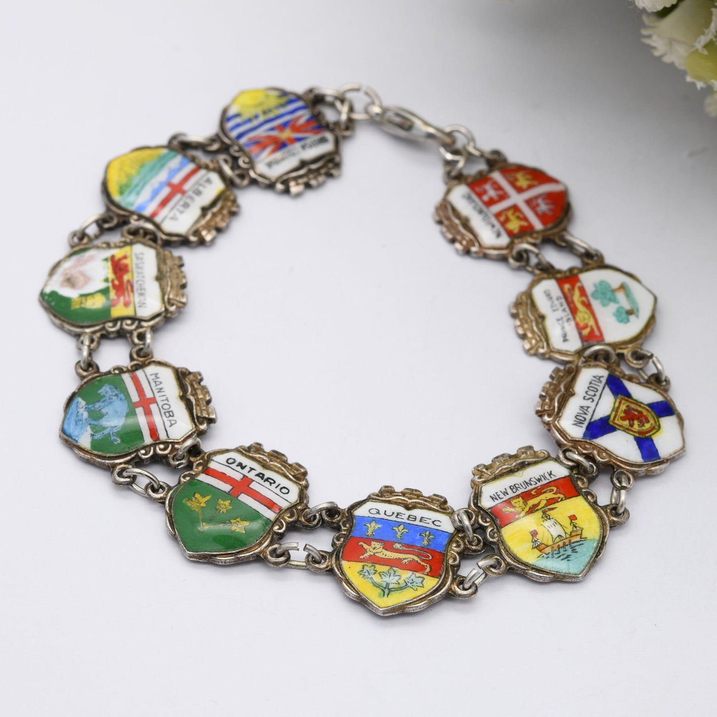 Vintage Sterling Silver Canada Souvenir Panel Bracelet Reu