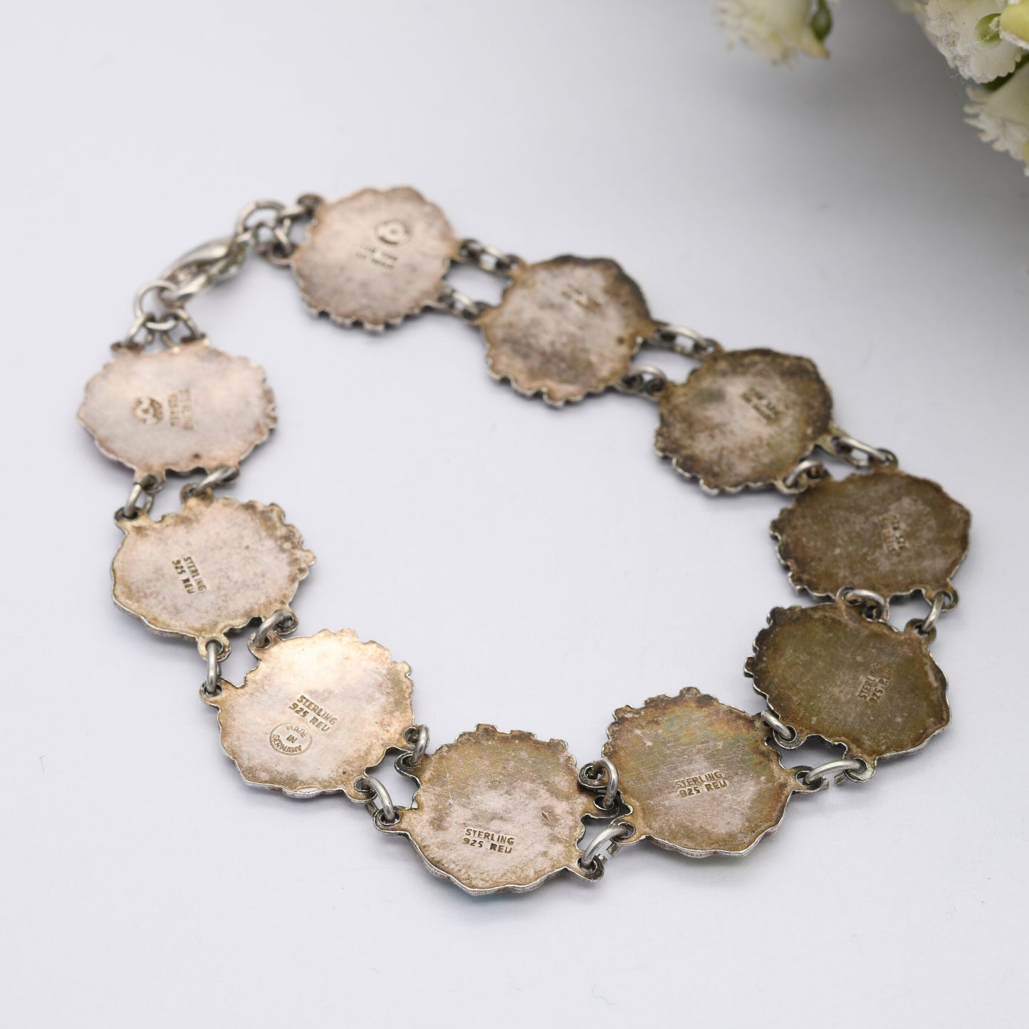 Vintage Sterling Silver Canada Souvenir Panel Bracelet Reu