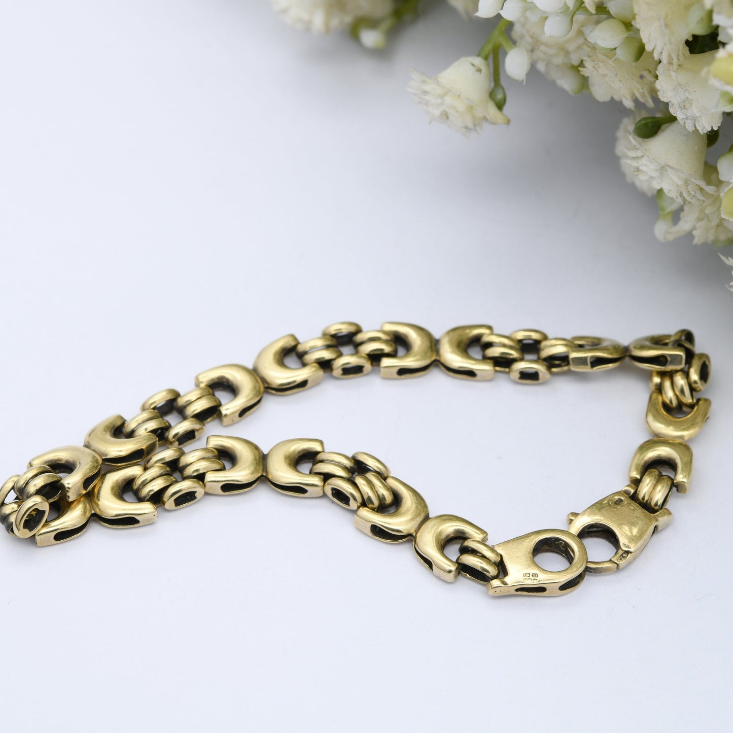 Vintage 9ct Gold Fancy Link Chain Bracelet