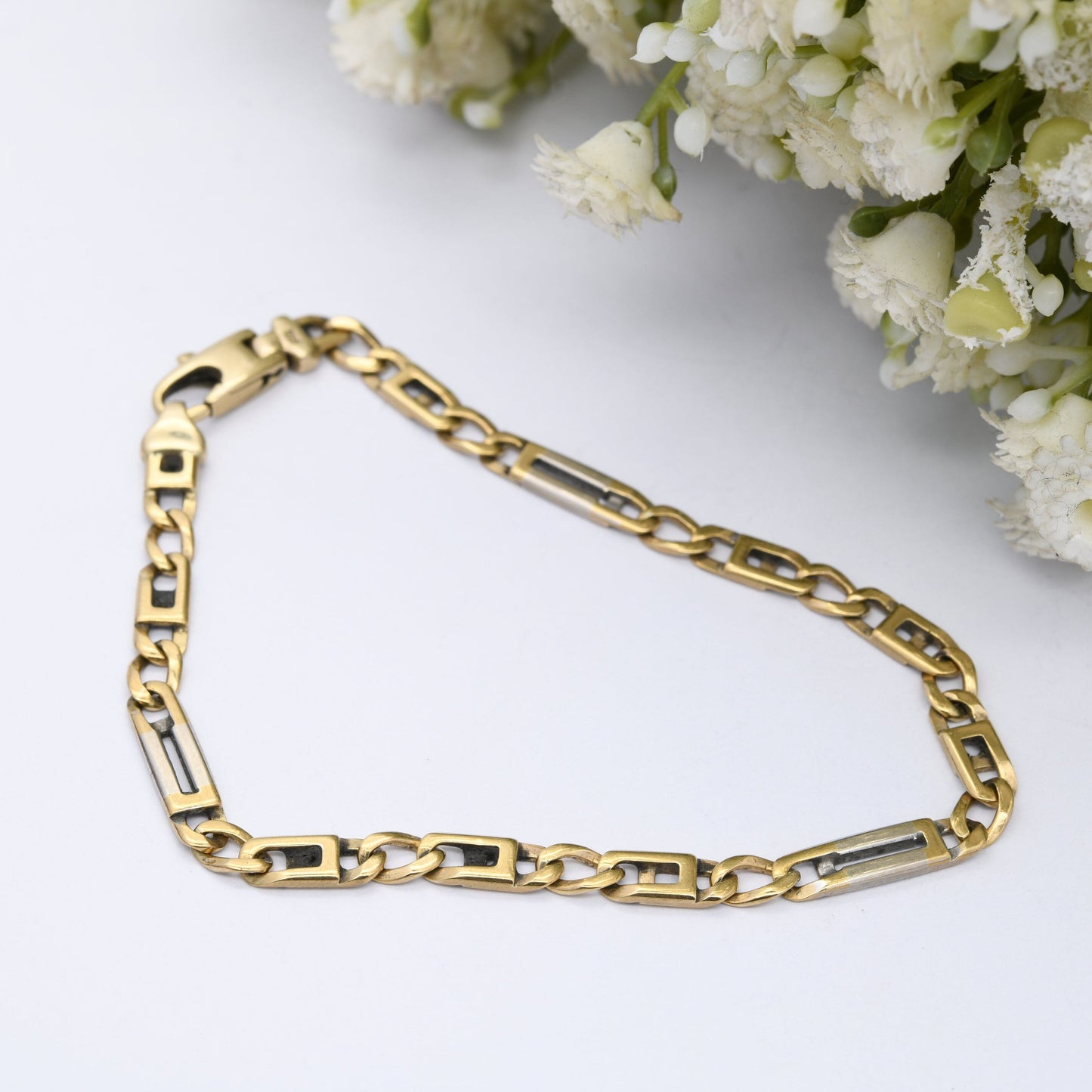 Vintage 9ct Gold Fancy Link Chain Bracelet