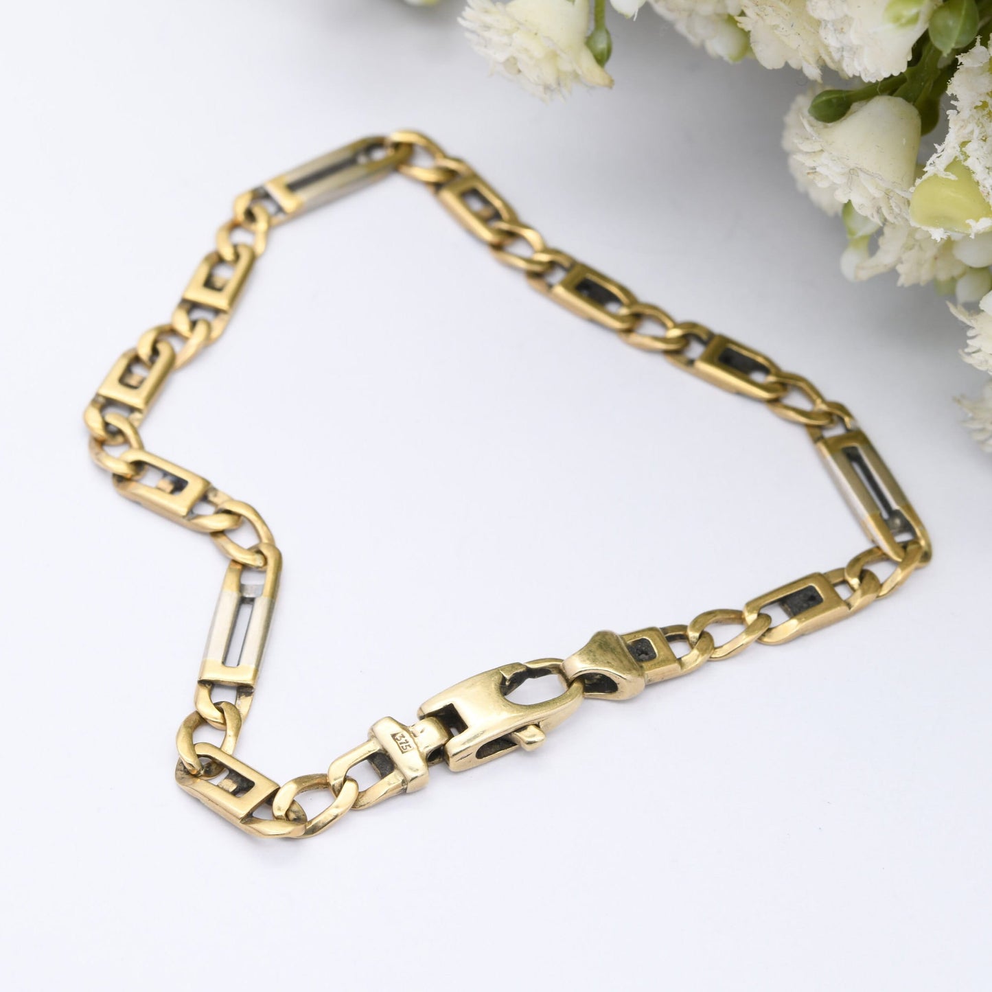 Vintage 9ct Gold Fancy Link Chain Bracelet