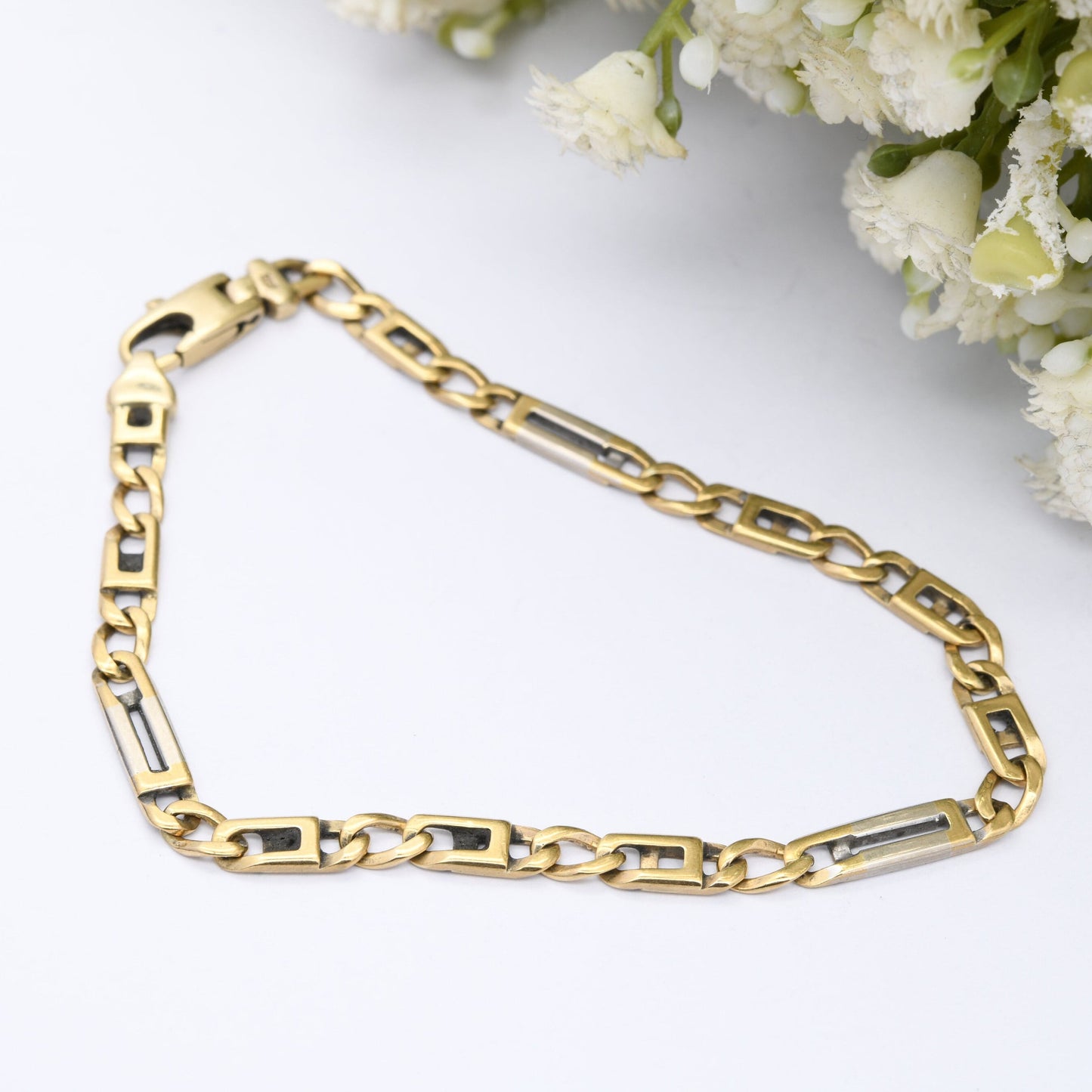 Vintage 9ct Gold Fancy Link Chain Bracelet