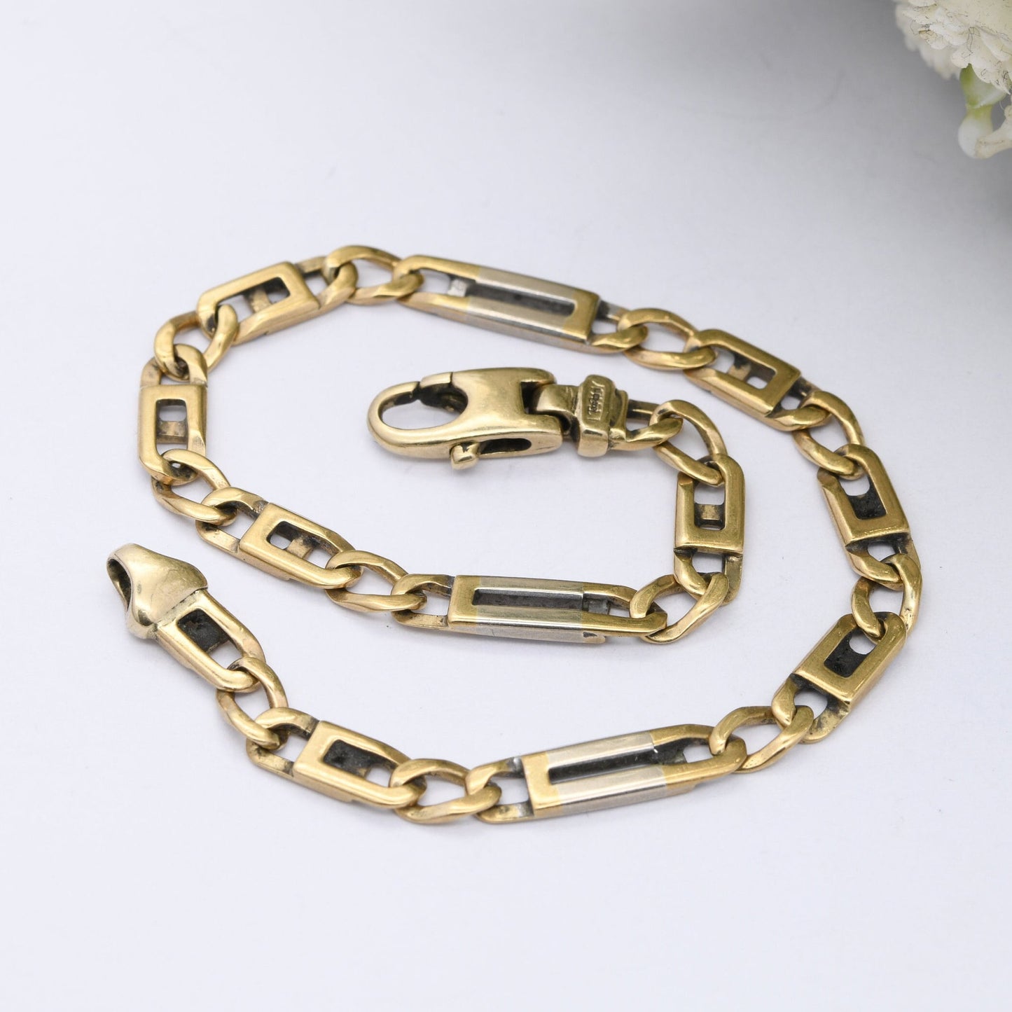 Vintage 9ct Gold Fancy Link Chain Bracelet