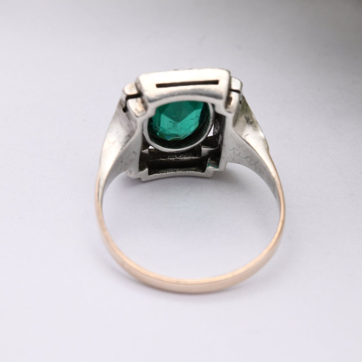Antique Art Deco 9ct Gold & Sterling Silver Statement Ring