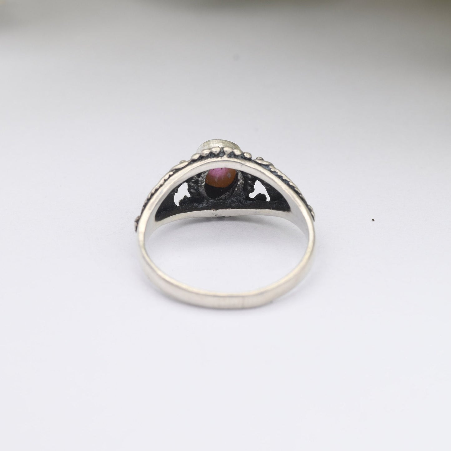 Vintage Sterling Silver Ring with Pink Stone