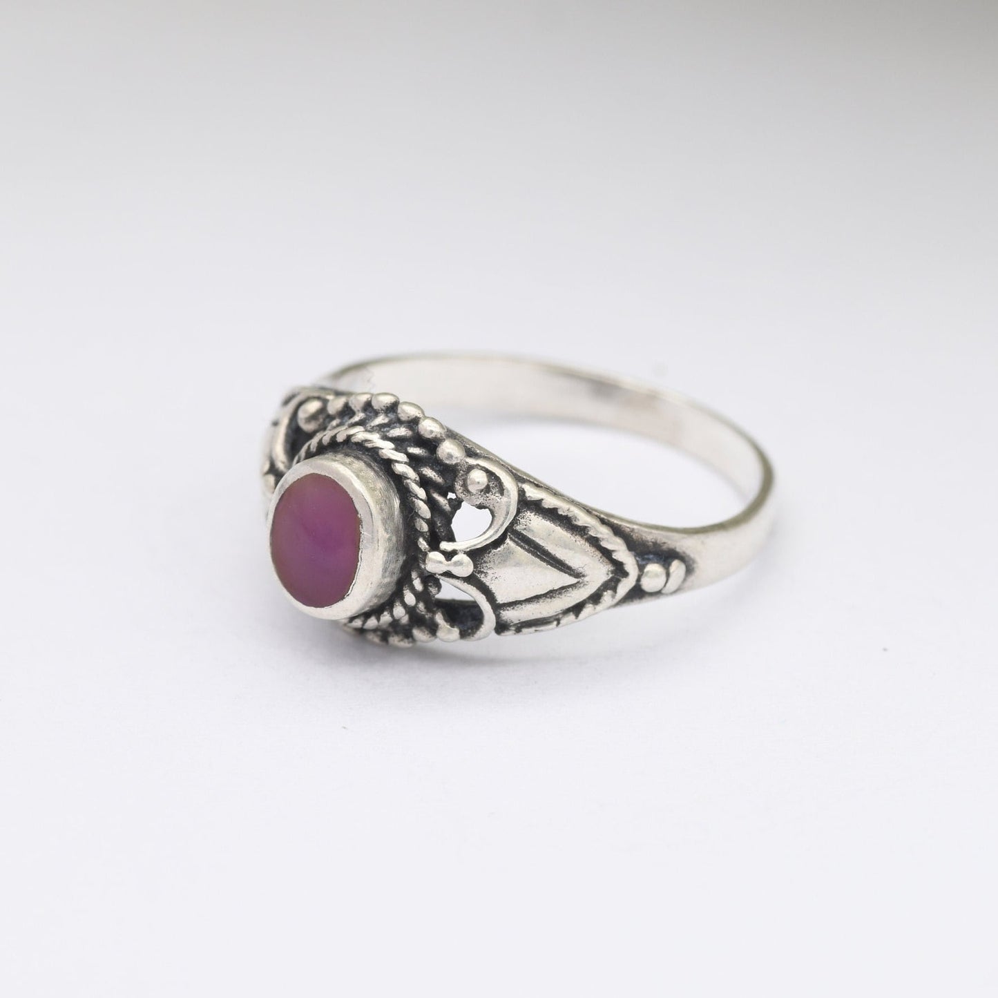 Vintage Sterling Silver Ring with Pink Stone