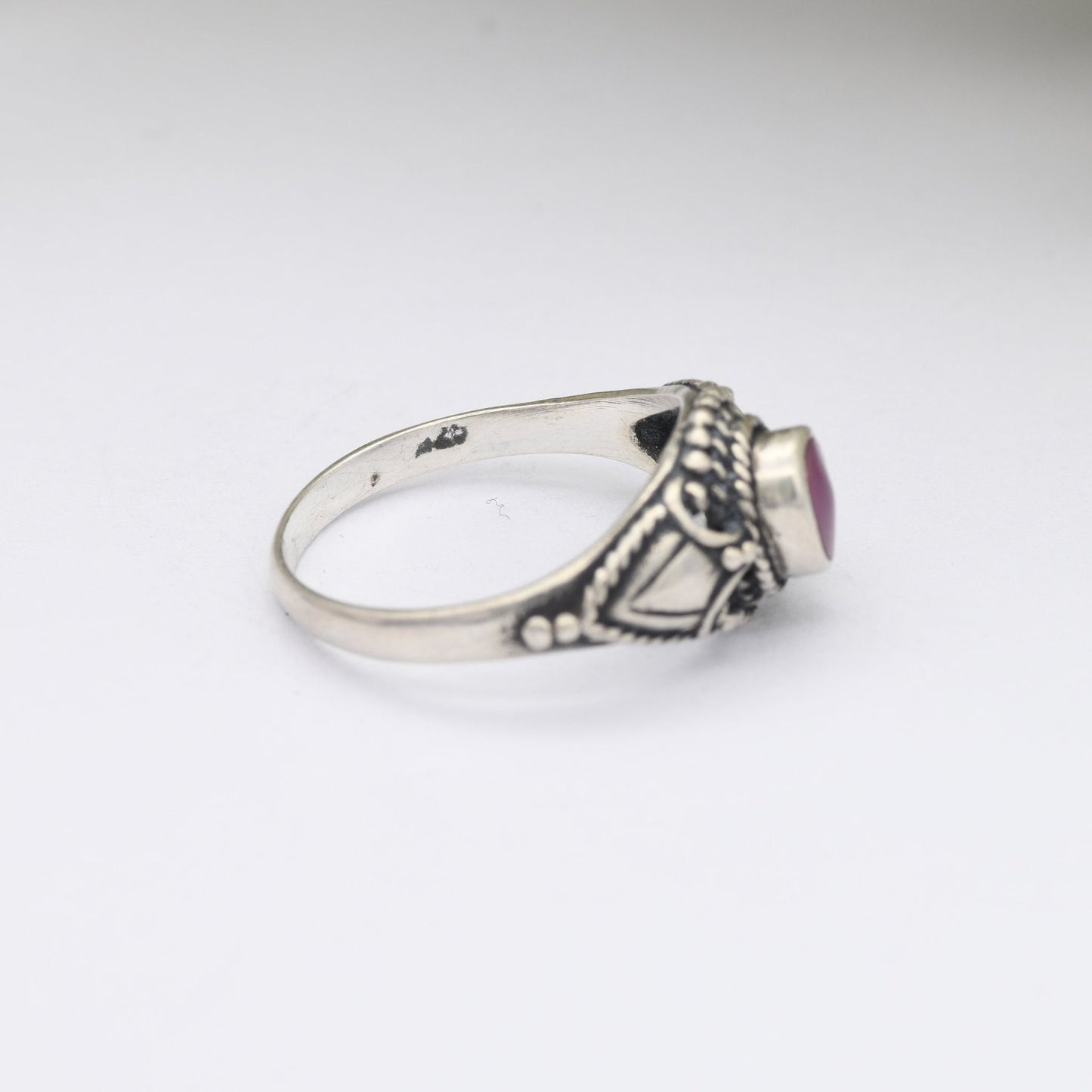 Vintage Sterling Silver Ring with Pink Stone
