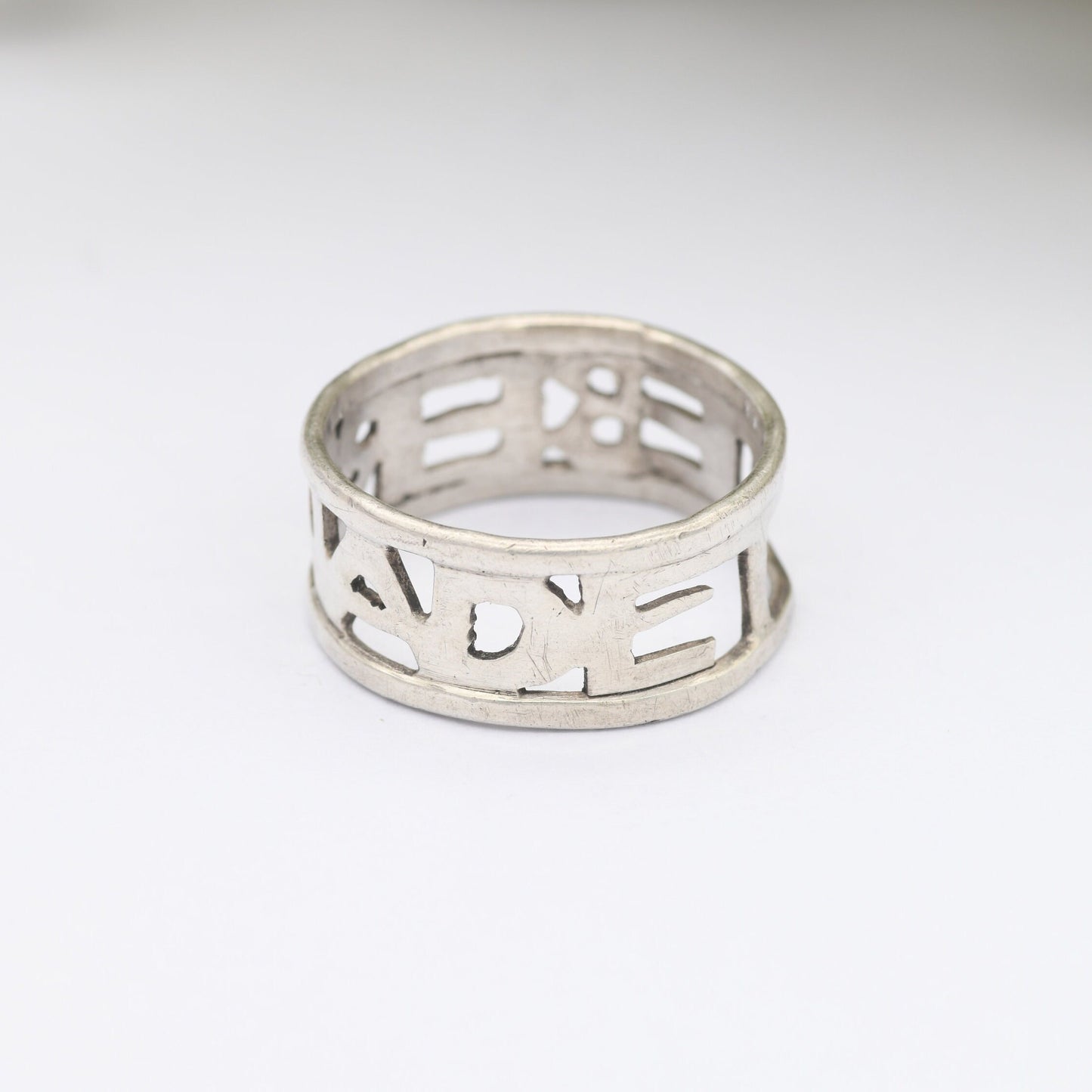 Vintage Sterling Silver Cut Out Name Band Ring Bernadette