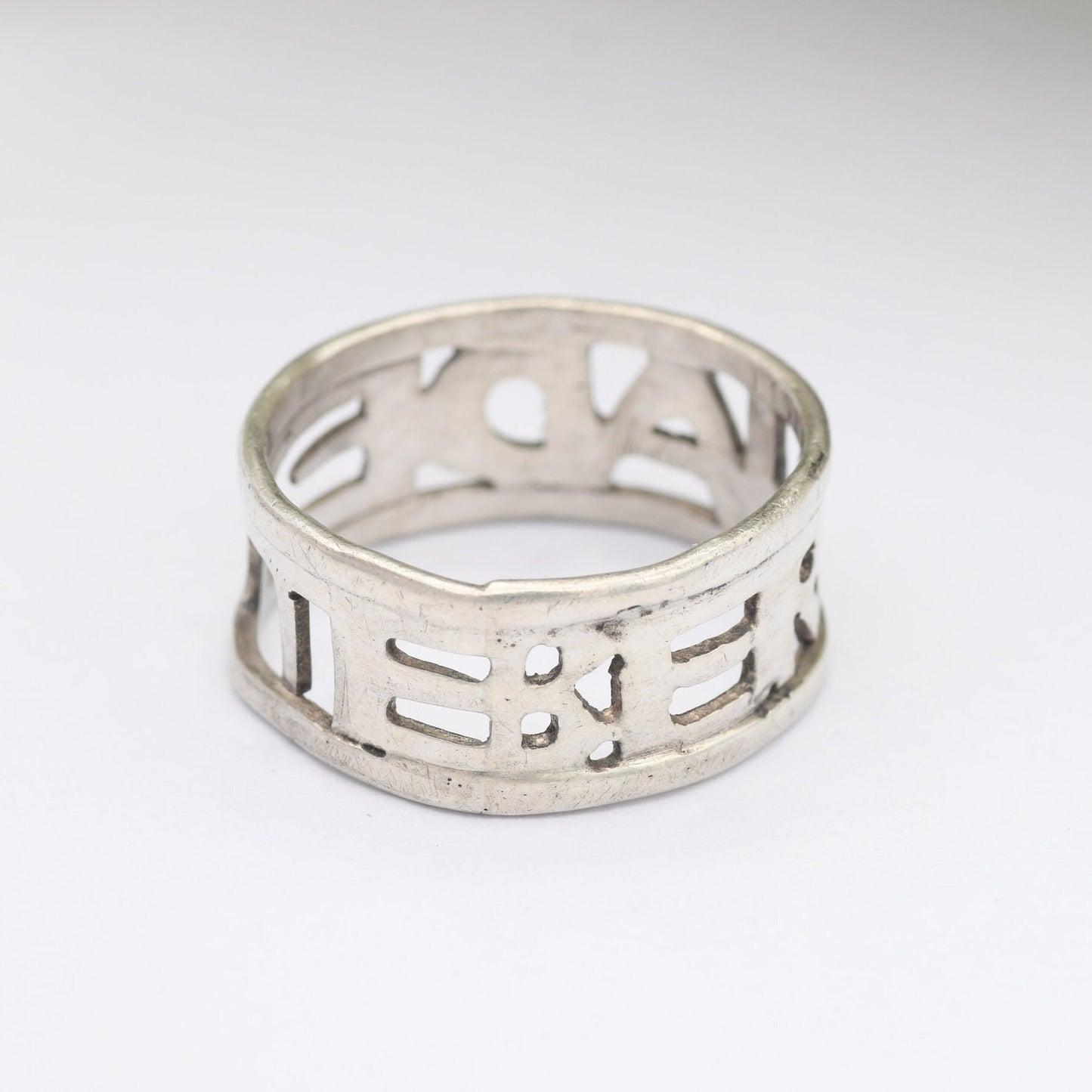 Vintage Sterling Silver Cut Out Name Band Ring Bernadette