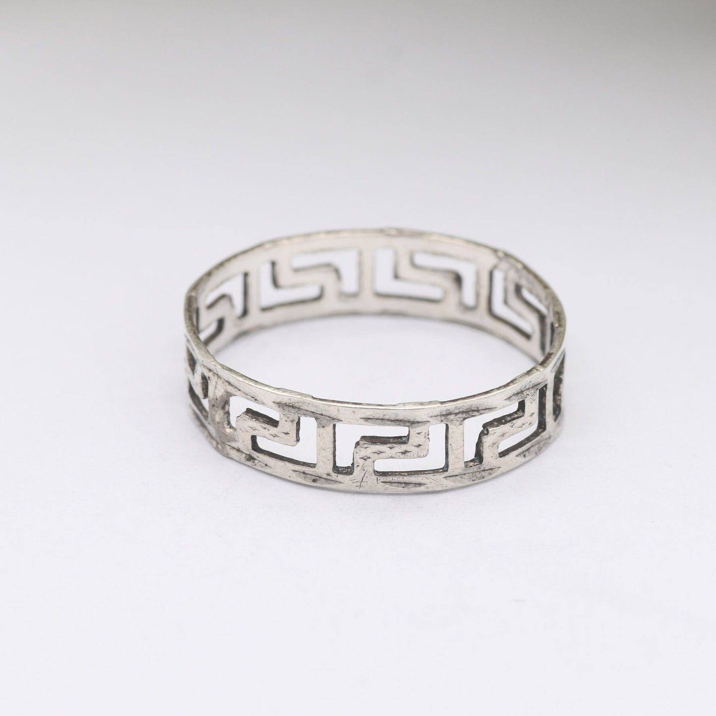 Vintage Sterling Silver Greek Key Band Ring
