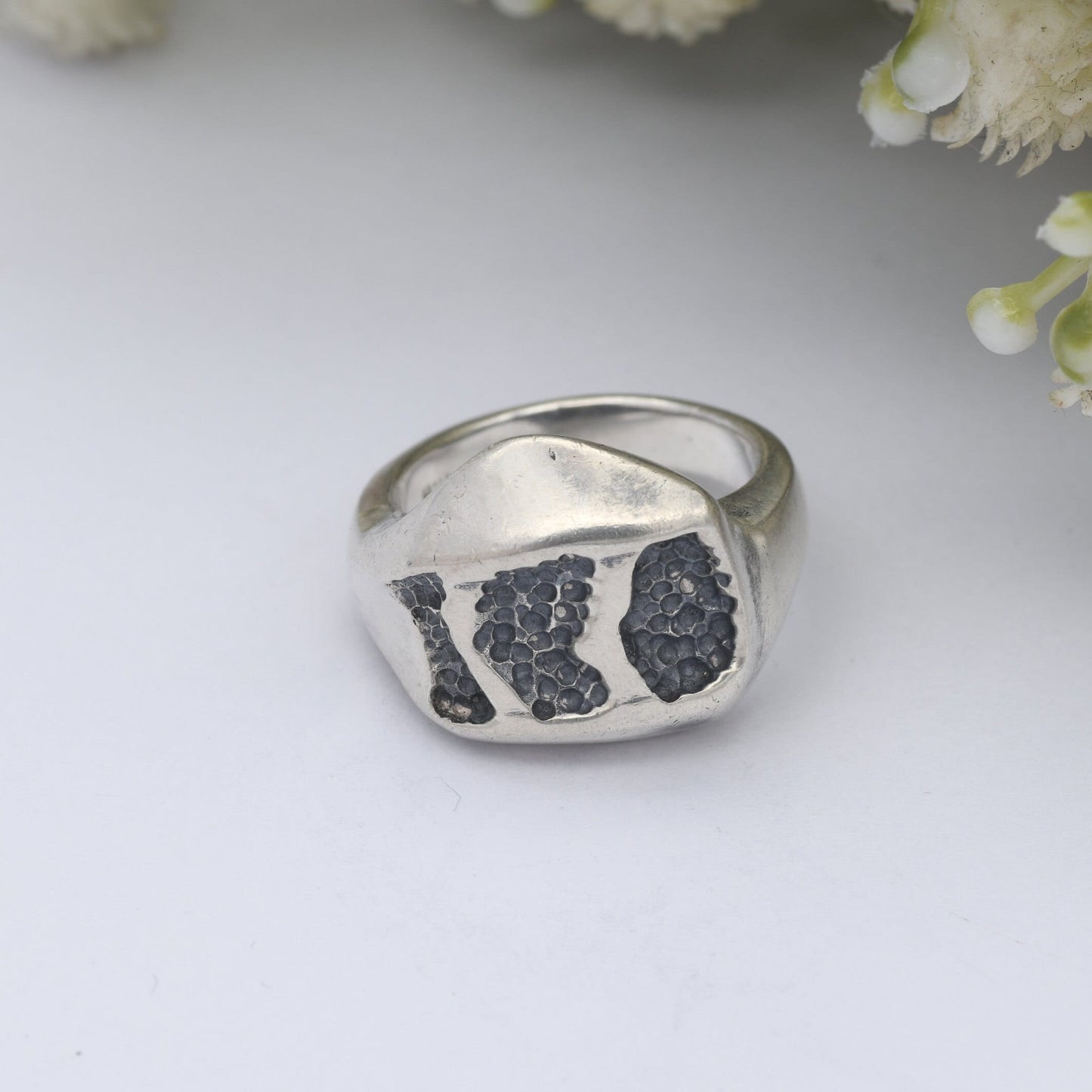 Vintage Chunky Sterling Silver Ring with Pitted Textured Crater Design