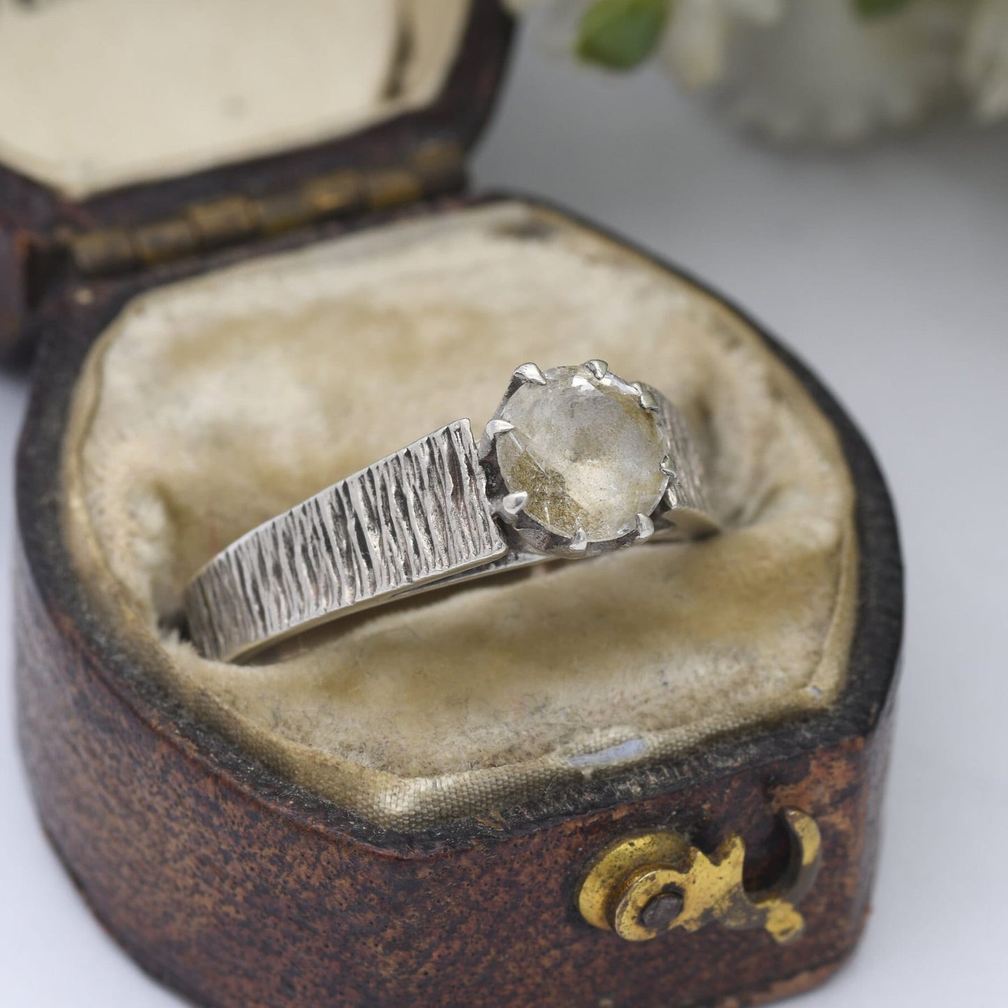 Vintage Sterling Silver Mid-Century Solitaire Ring 1979