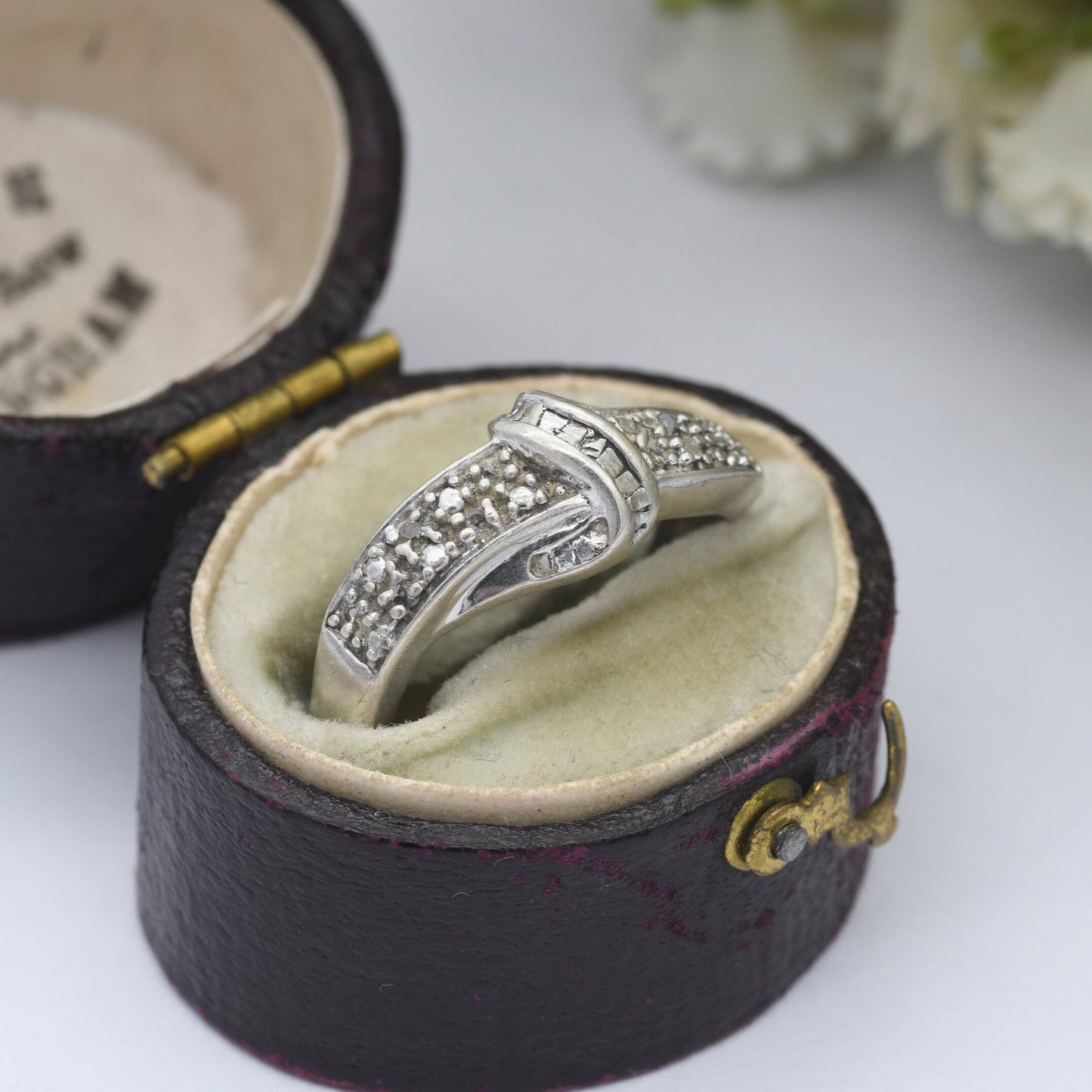 Vintage Sterling Silver Diamond Chip Ring