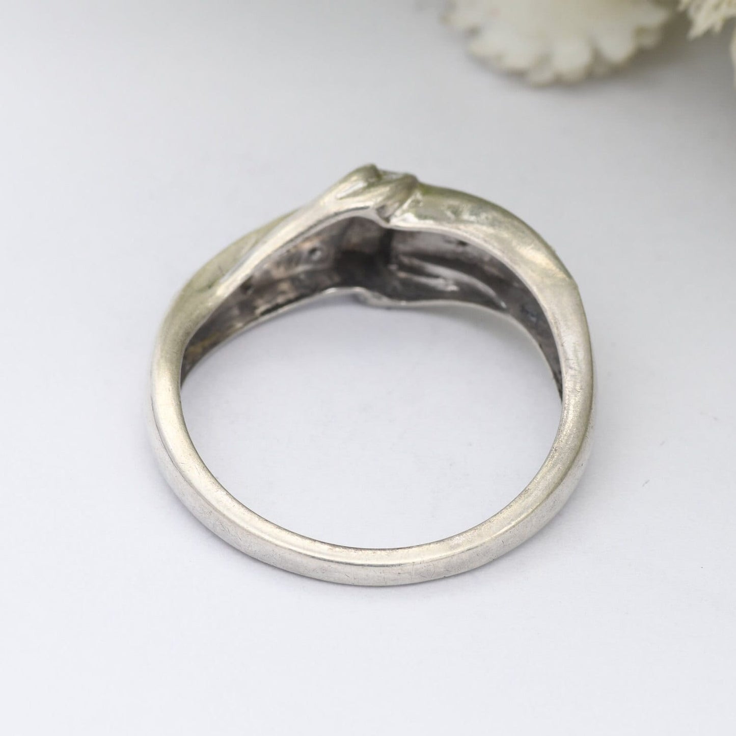 Vintage Sterling Silver Diamond Chip Ring